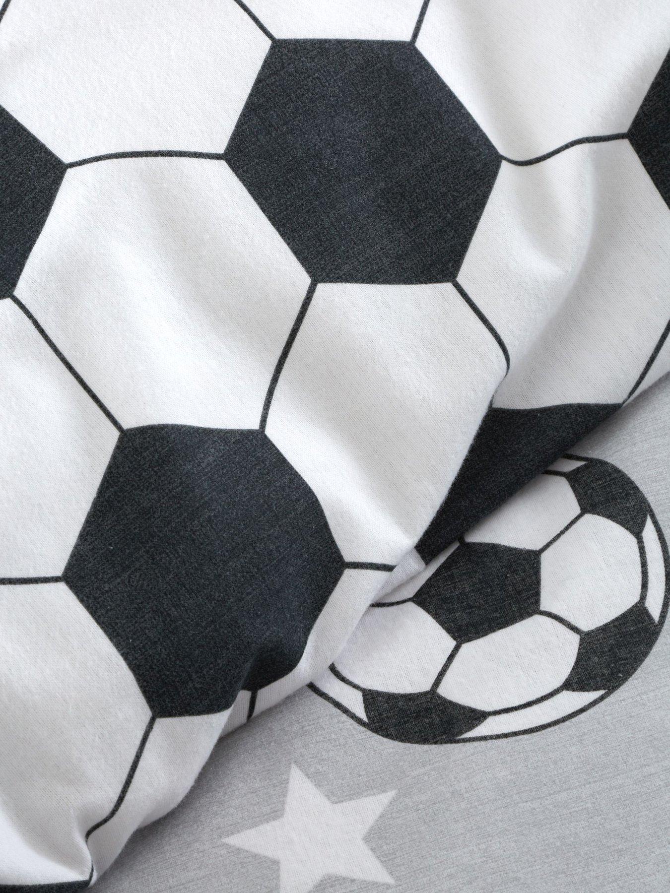  image of catherine-lansfield-brushed-cotton-football-stars-reversible-duvet-set-grey