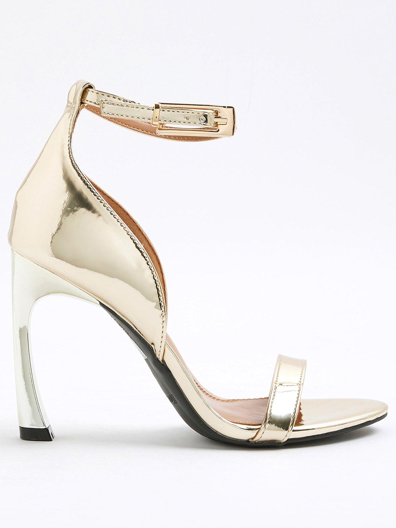 Image 3 of 6 of River Island Wide Banana Heel Sandal - Gold