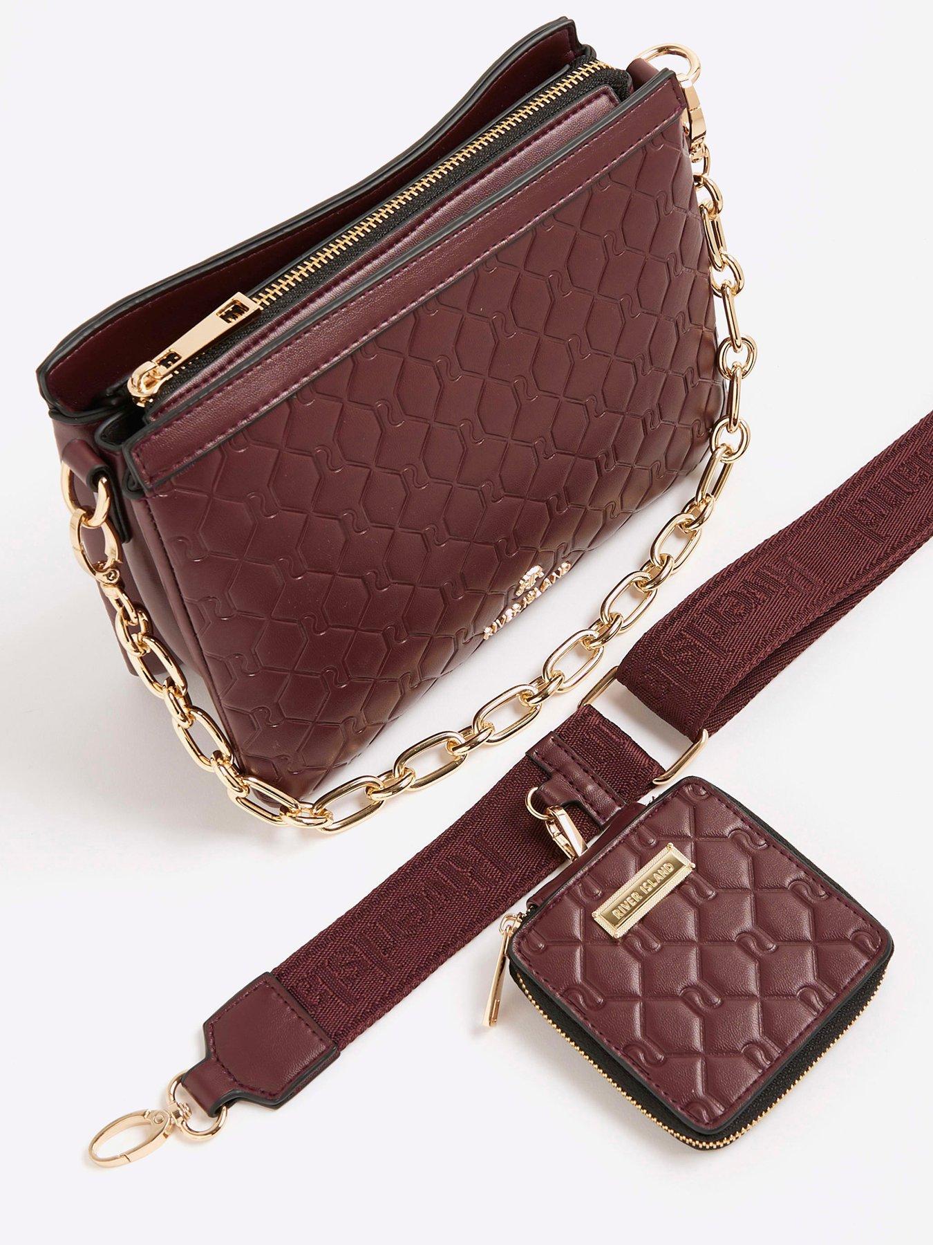 Image 5 of 6 of River Island Embossed Chain Tri X Body - Red