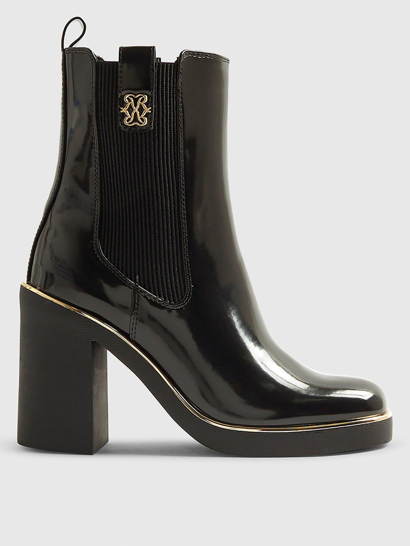  image of river-island-wide-stacked-chelsea-boot-black