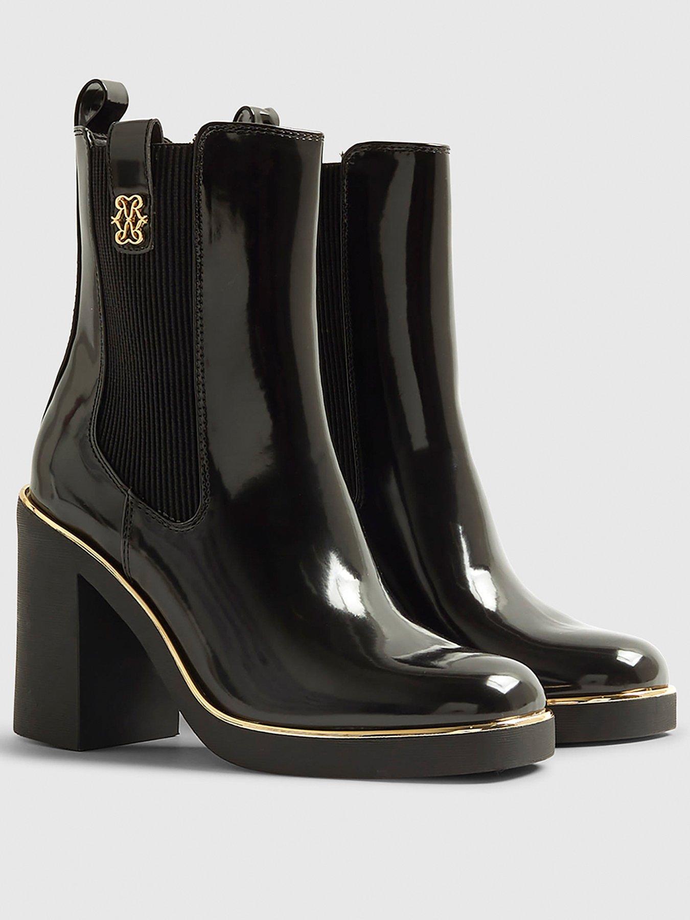  image of river-island-wide-stacked-chelsea-boot-black