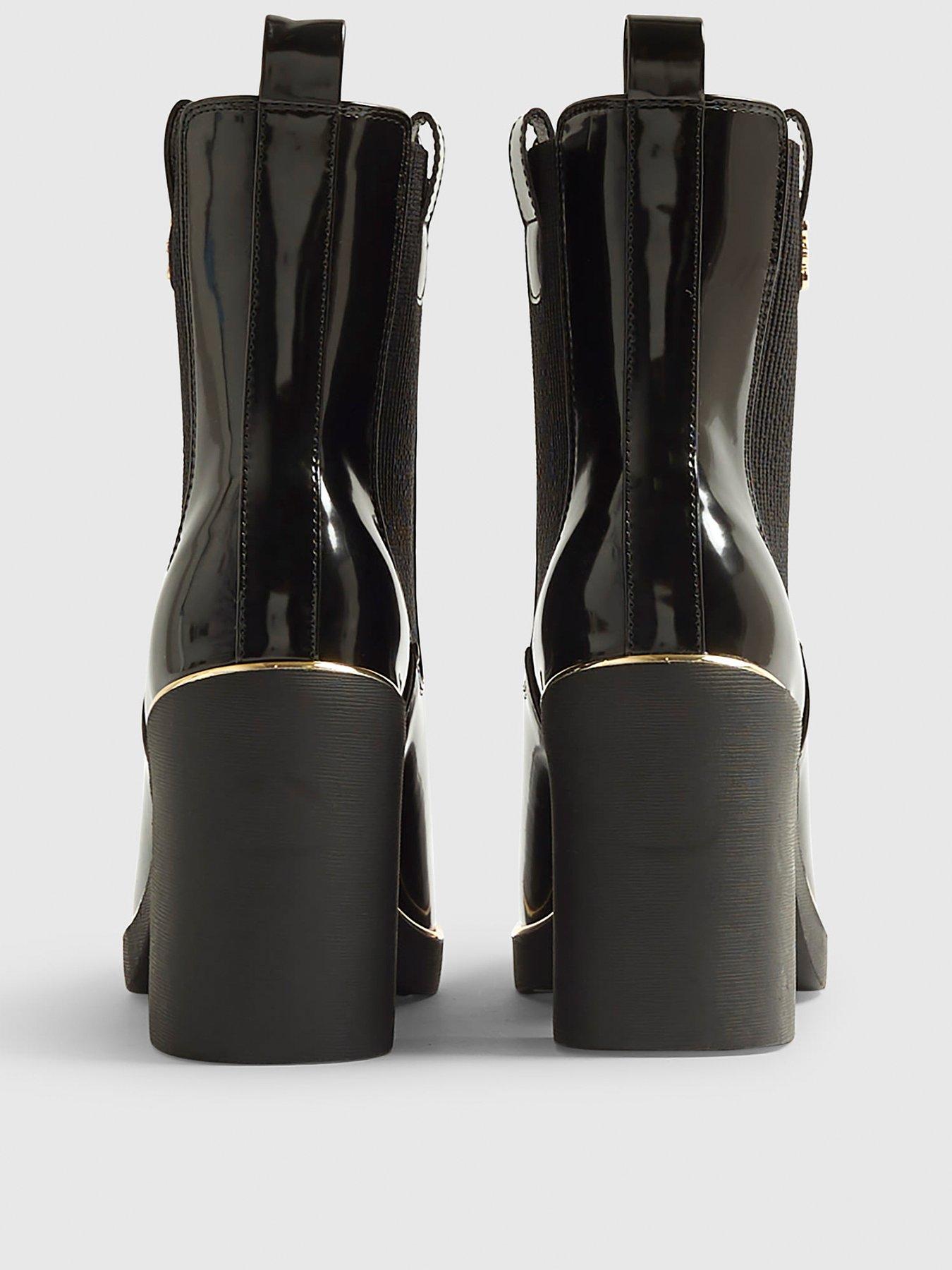  image of river-island-wide-stacked-chelsea-boot-black