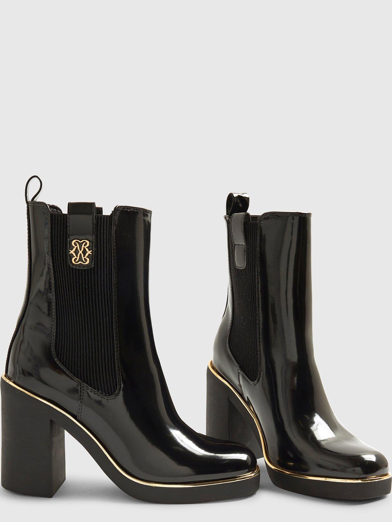  image of river-island-wide-stacked-chelsea-boot-black