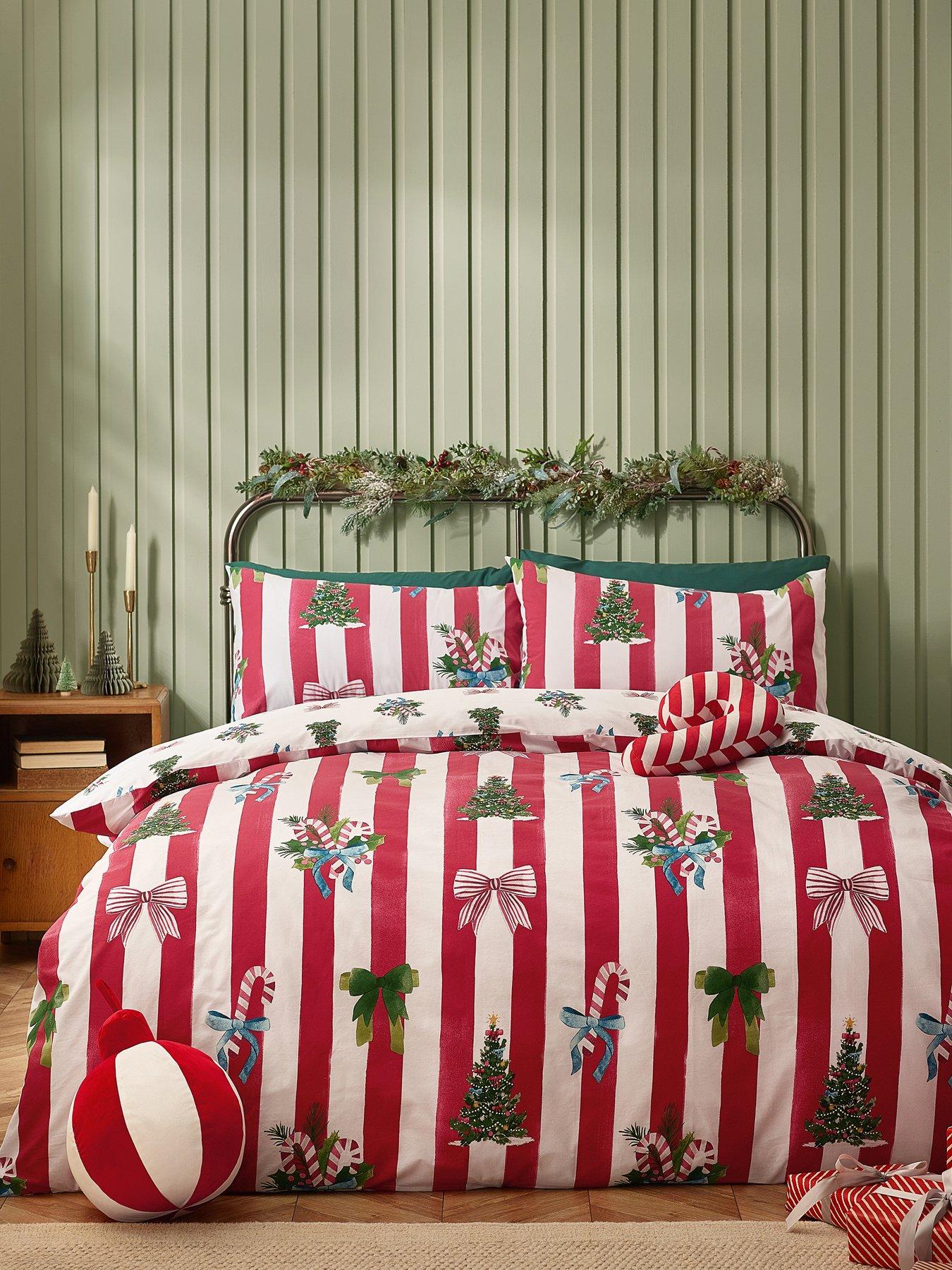 undefined Christmas Stripe Duvet Set