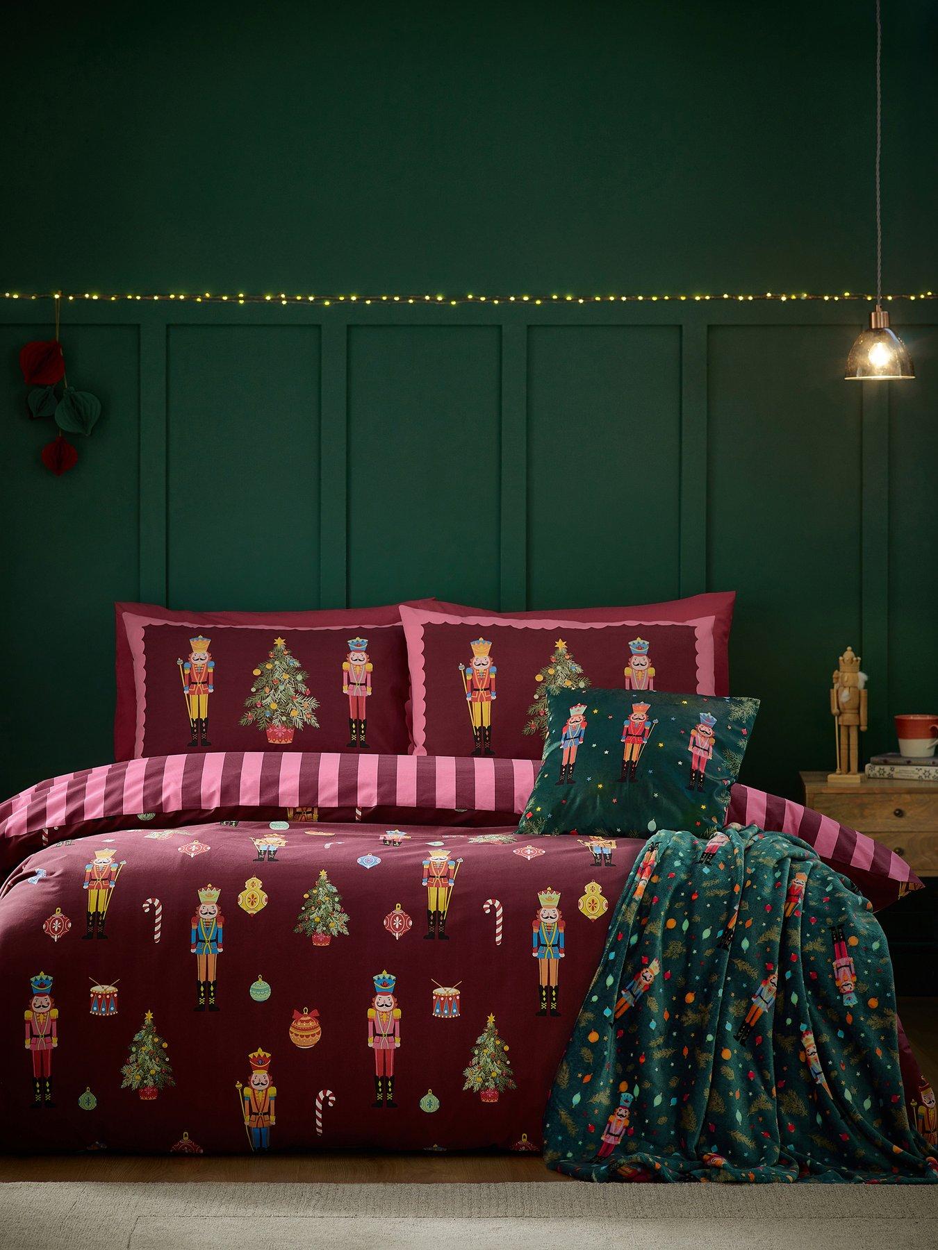Catherine Lansfield Christmas Nutcracker Stripe Duvet Set