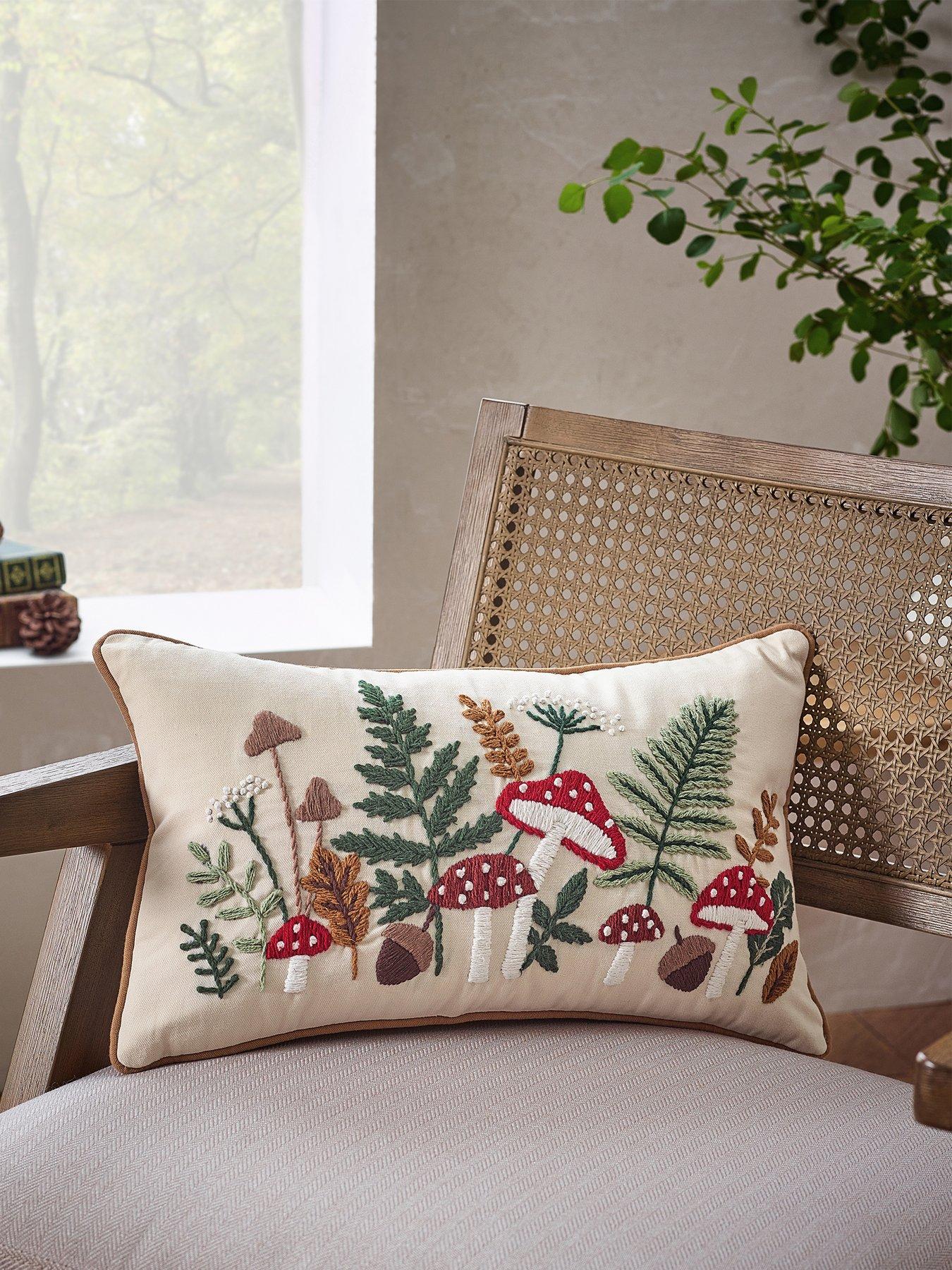 undefined Embroidery Woodland Filled Cushion- 30x50cm