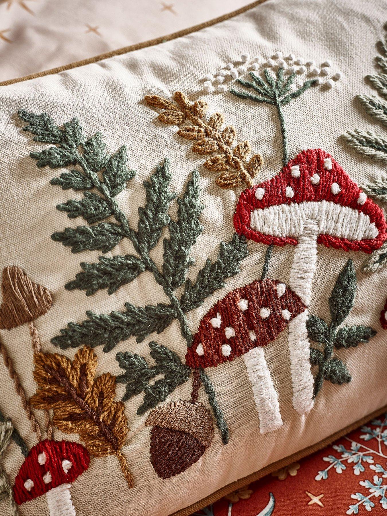 Image 3 of 4 of Catherine Lansfield Embroidery Woodland Filled Cushion- 30x50cm