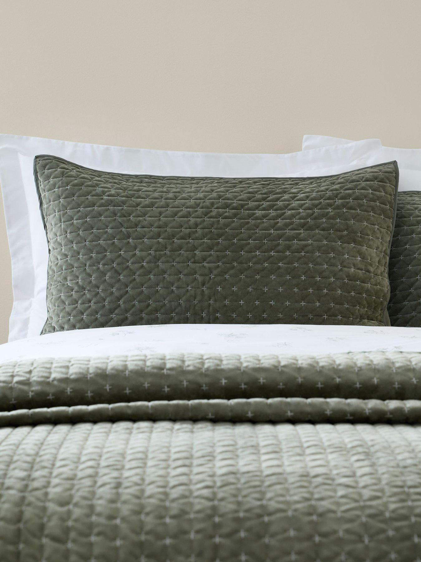 Image 1 of 3 of Bianca Attica Velvet Embroidered Pillow sham Pair&nbsp;