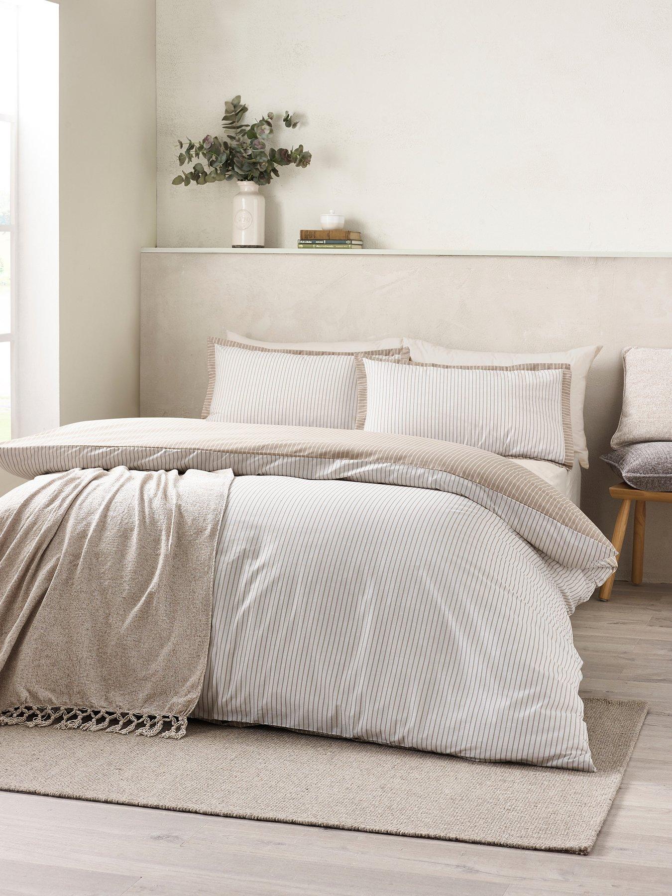 undefined Oxford Pinstripe Duvet Set - Natural