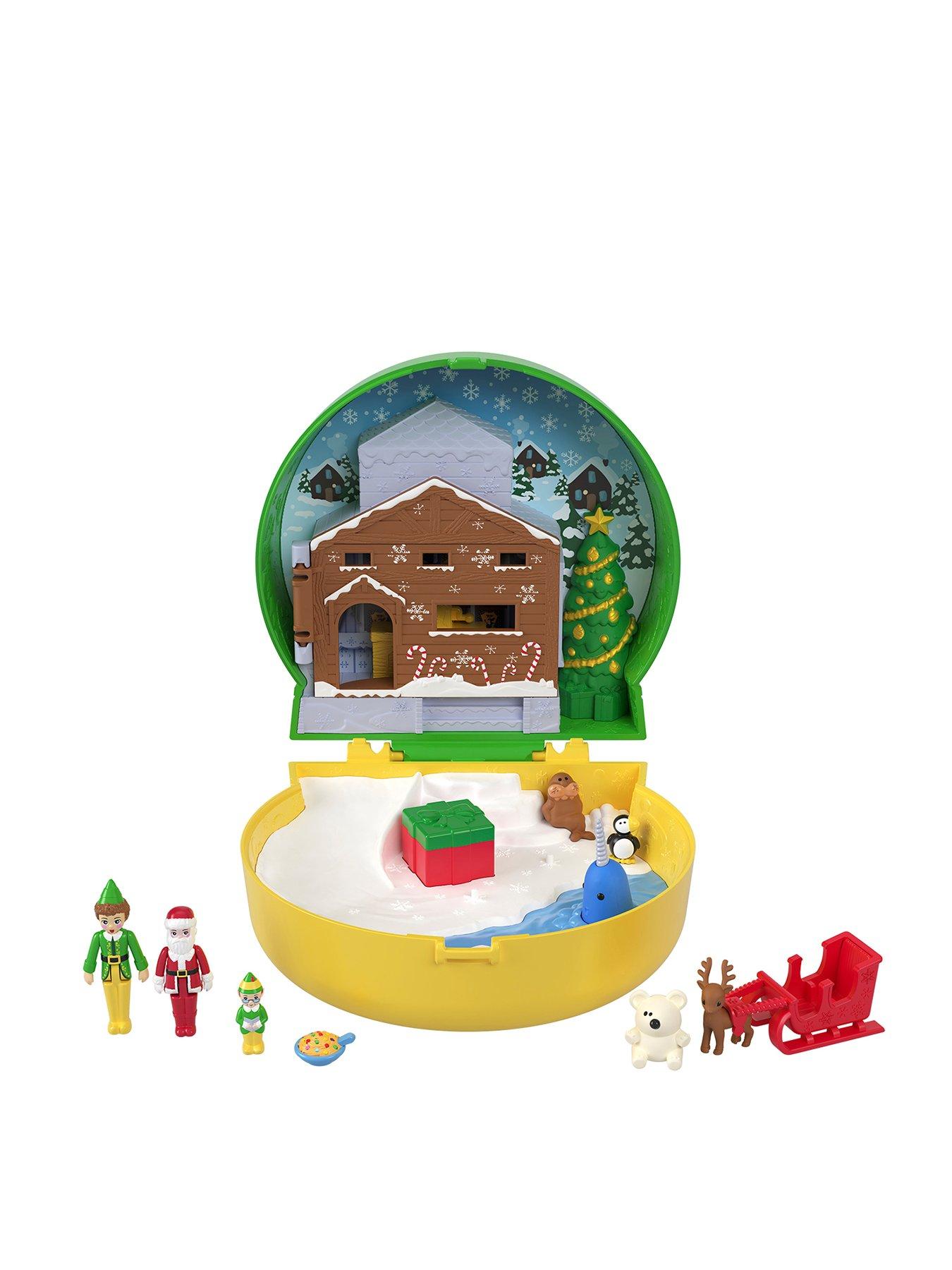 Polly Pocket Micro Dolls and Playset, Collaboration Elf Compact with 6 Accessories, Holiday Theme