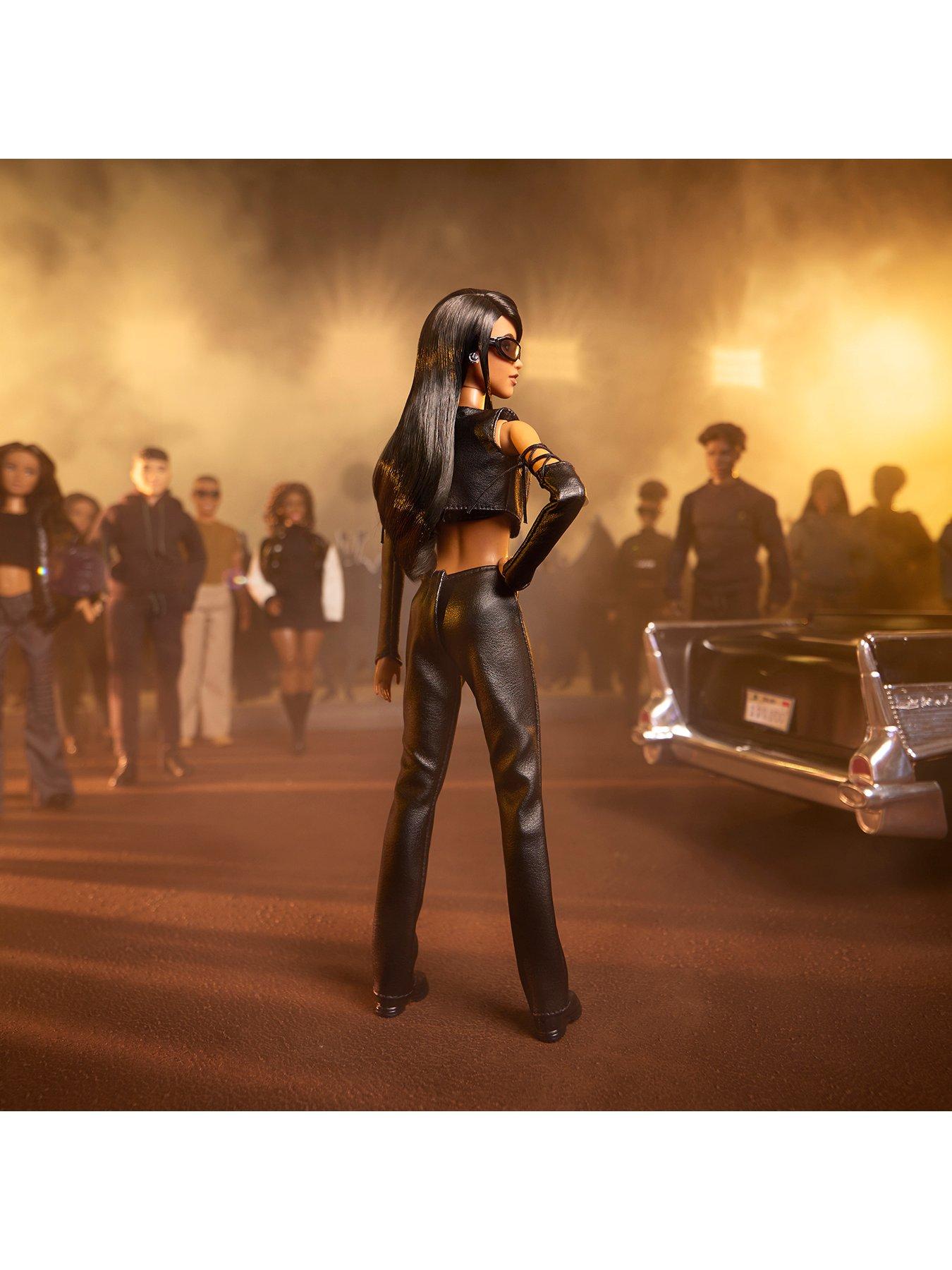  image of barbie-signature-aaliyah-collectible-doll-in-black-faux-leather-outfit