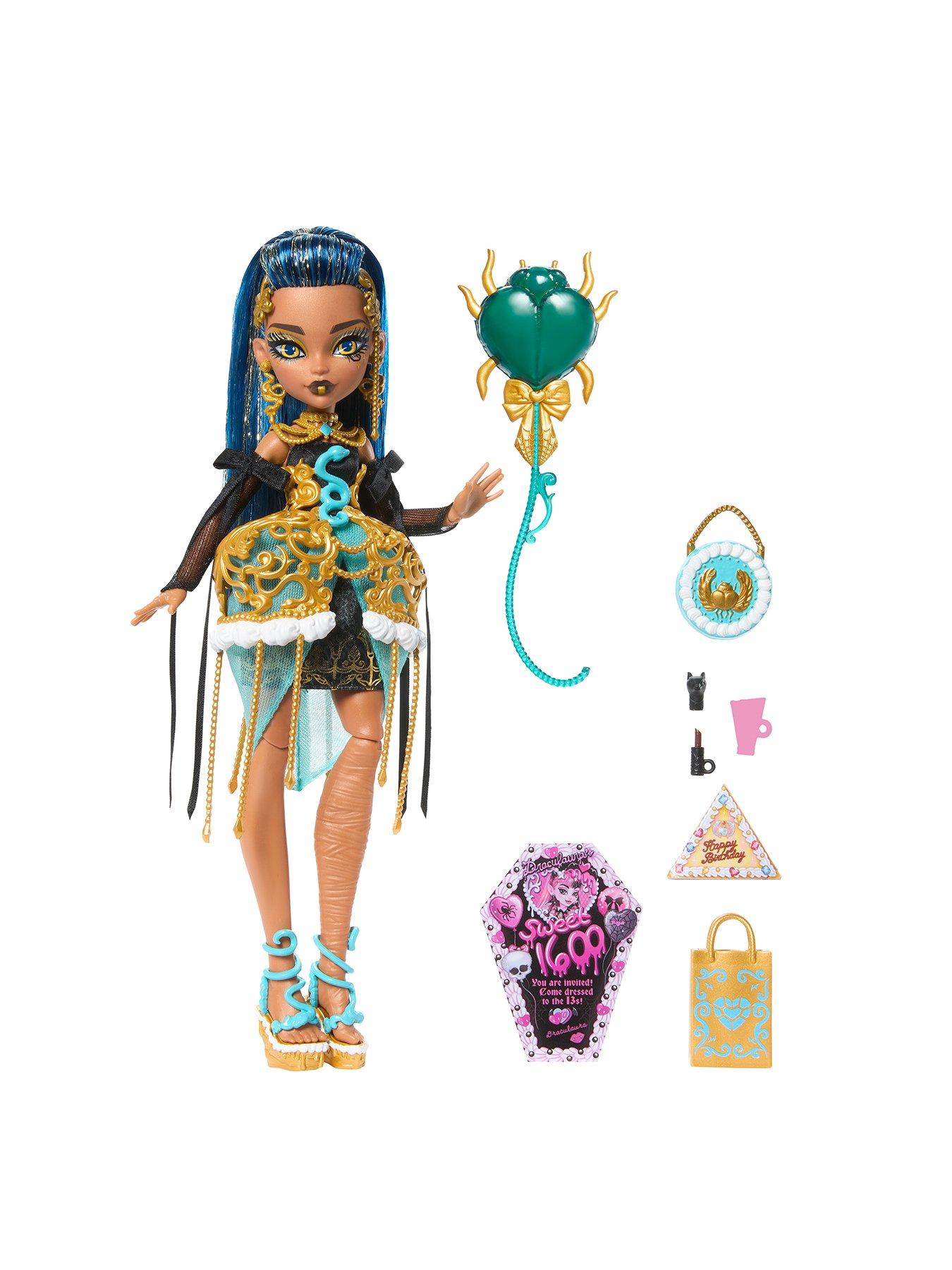 Image 2 of 7 of Monster High Scary Sweet Birthday Cleo De Nile Doll in Party Dress with Balloon &amp; Gift