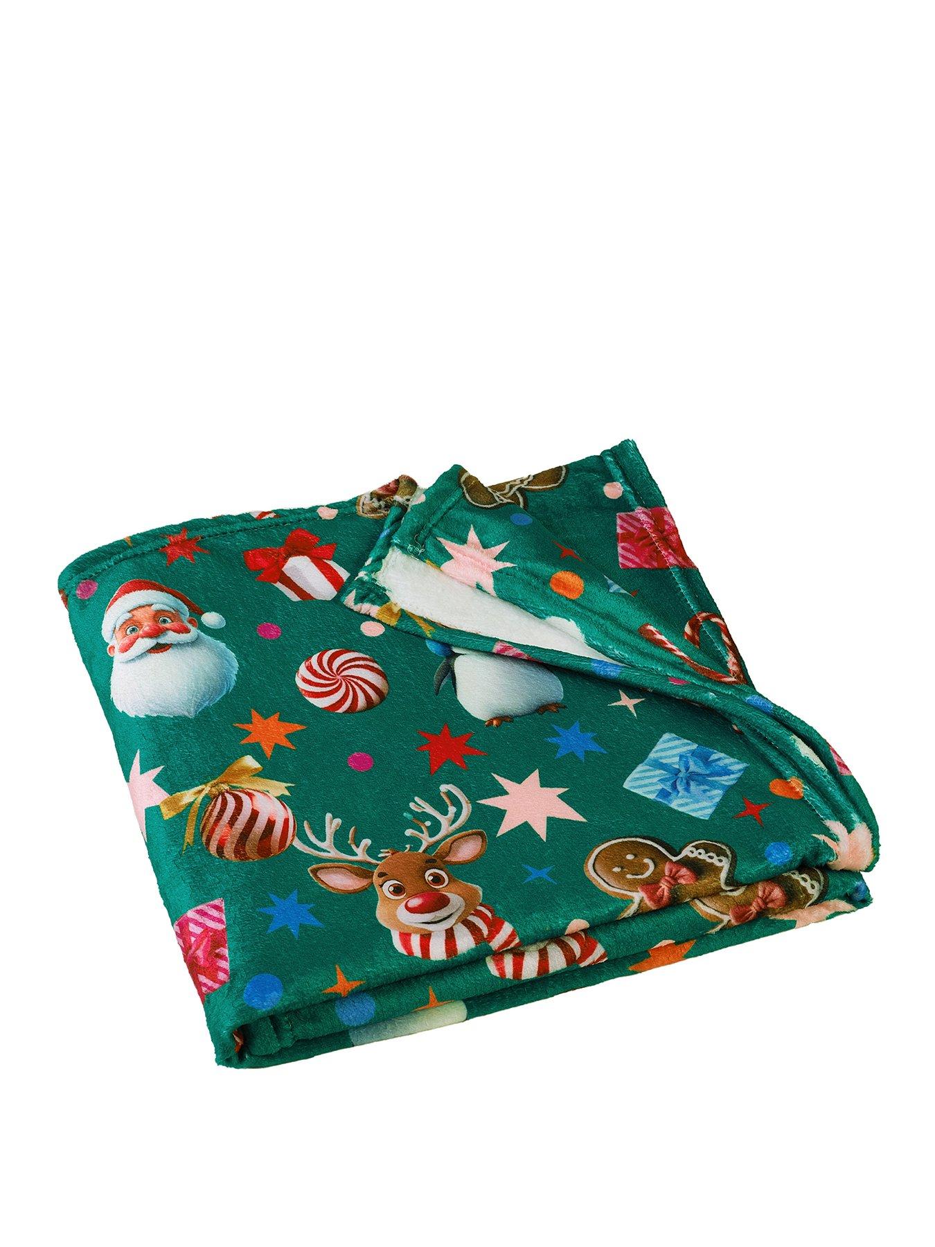 Catherine Lansfield Weihnachts-Kuscheldecke – 130x170 Cm, Fleece Mit Santa & Rudolph