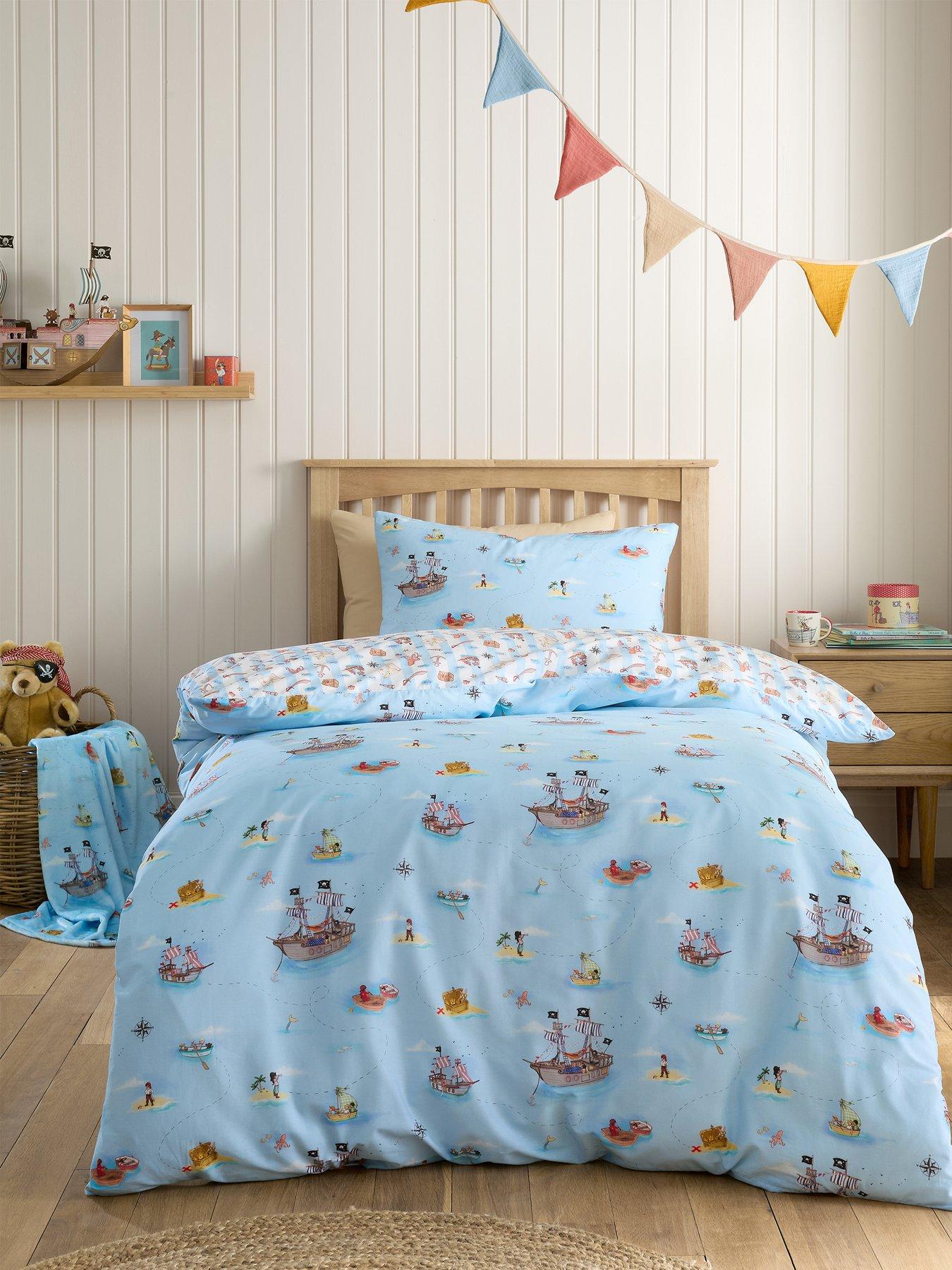 Belle & Boo Pirates Reversible 100% Cotton Duvet Set - Blue