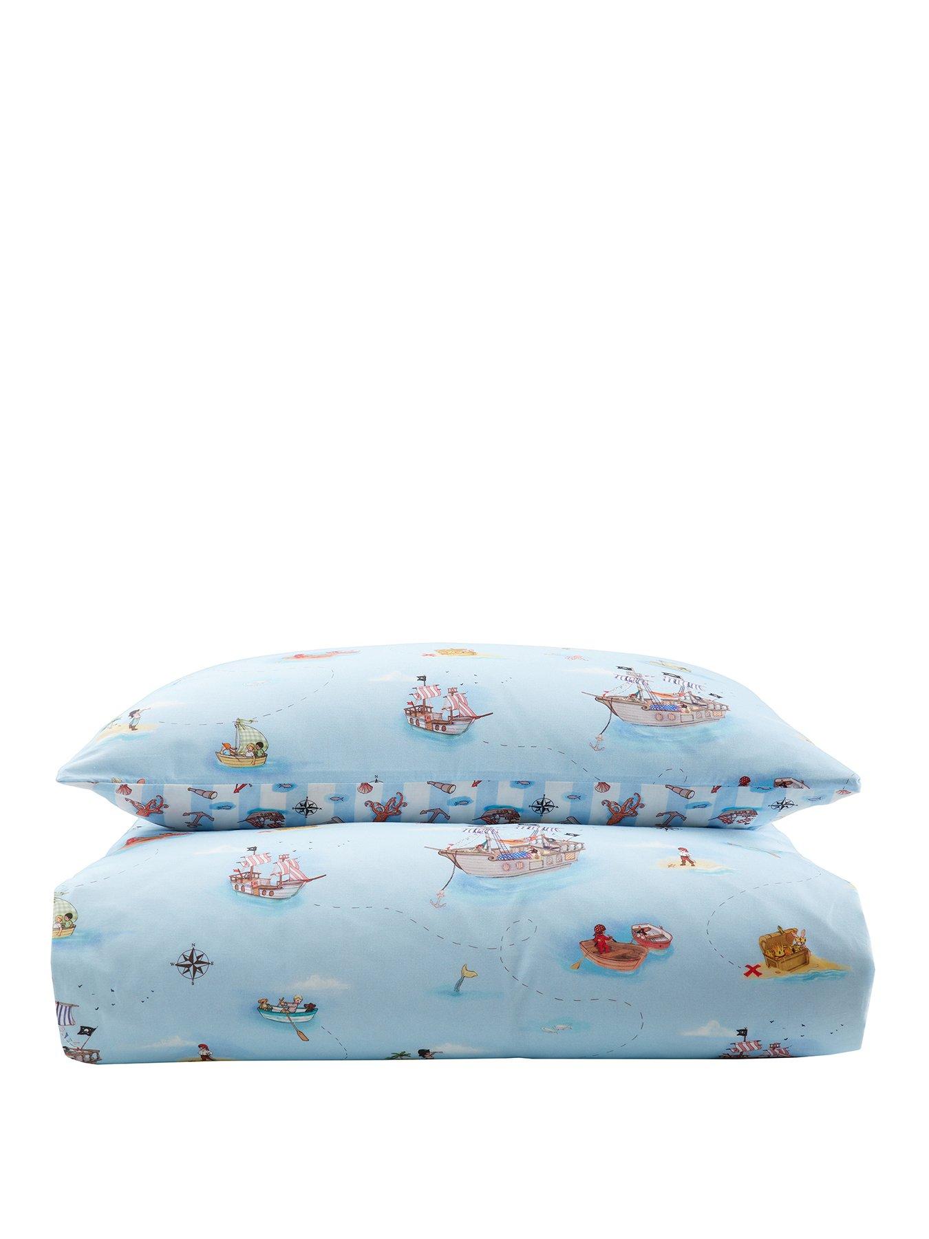  image of belle-boo-pirates-reversible-100-cotton-duvet-set-blue