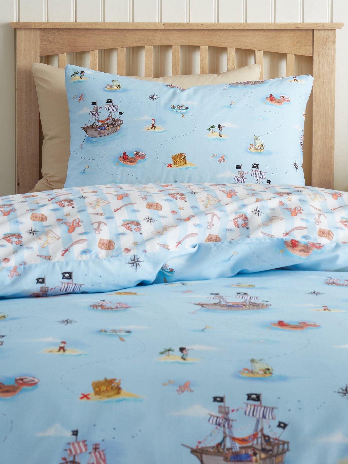  image of belle-boo-pirates-reversible-100-cotton-duvet-set-blue