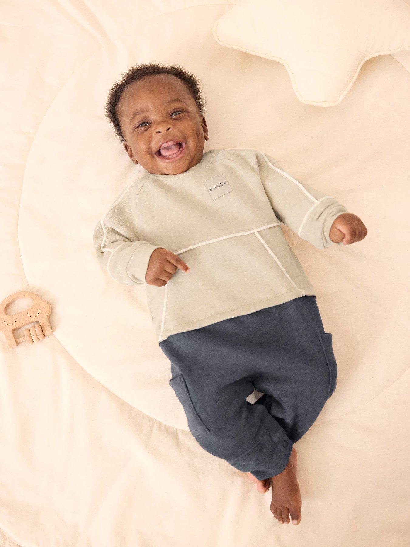 undefined Baby Boys Mock Rompersuit - Beige
