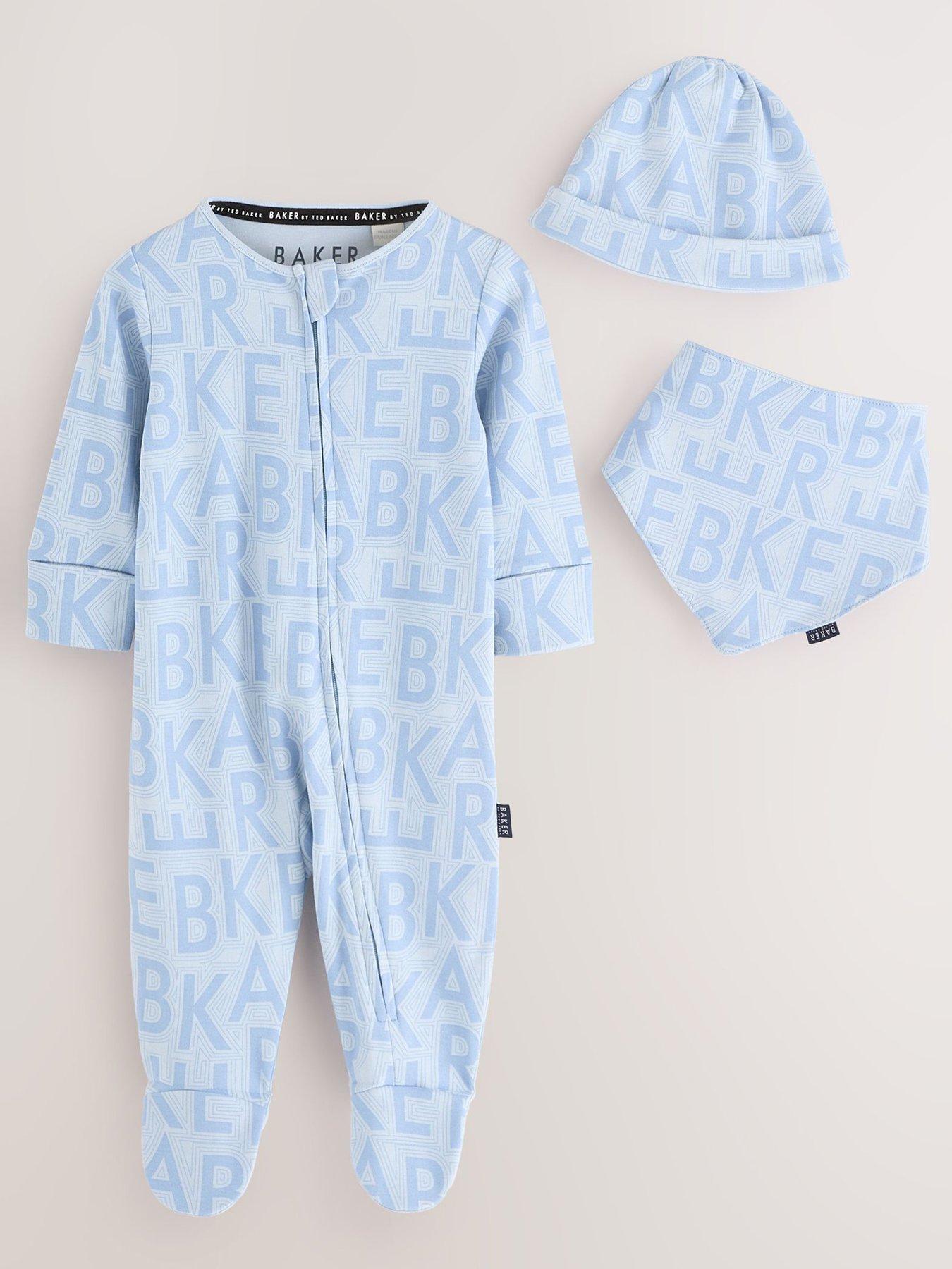 Image 1 of 6 of Ted Baker Baby Boys Sleepsuit Gift Set - Blue