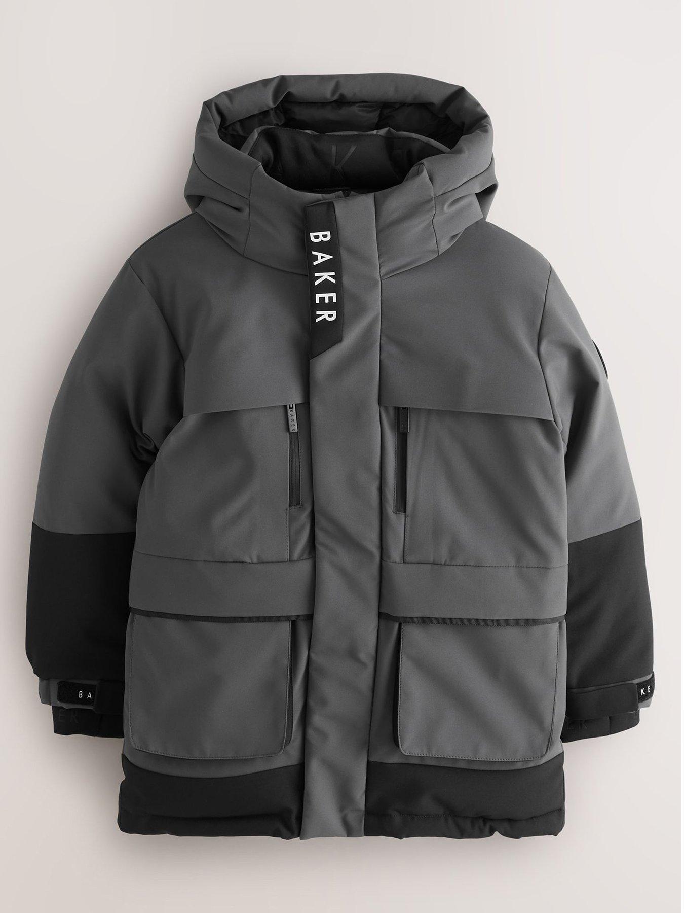 undefined Younger Boys Colourblock Coat - Grey