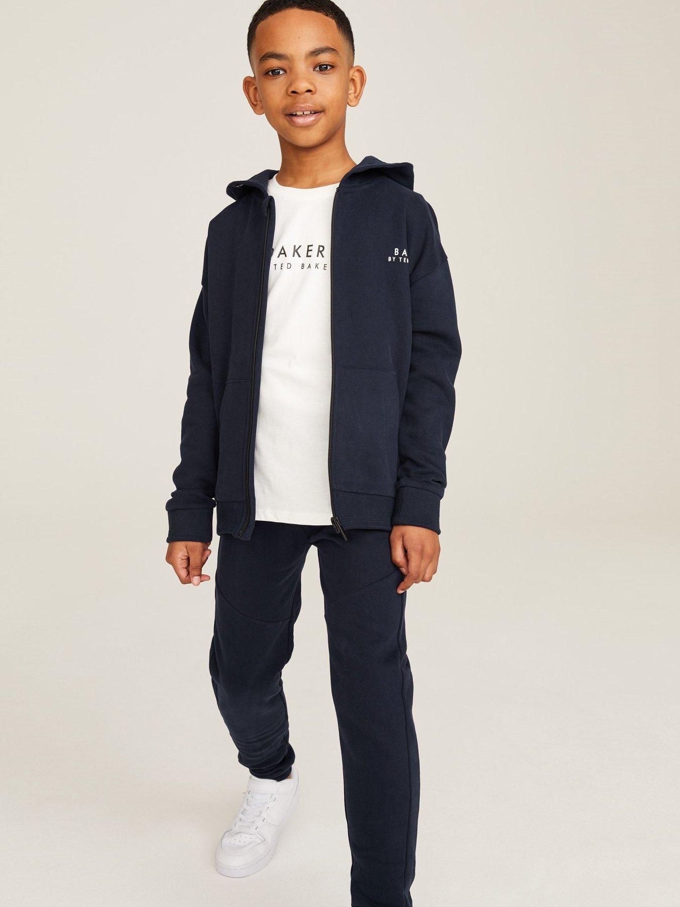 Image 3 of 6 of Ted Baker Younger Boys Hoodie &amp; Jogger Zip Set - Navy