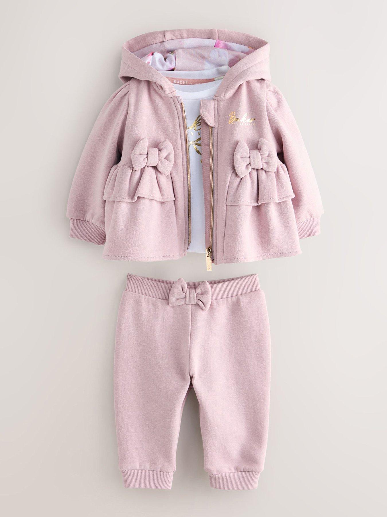 Ted Baker Baby Girls Sweat Top  &  Jogger Set - Pink