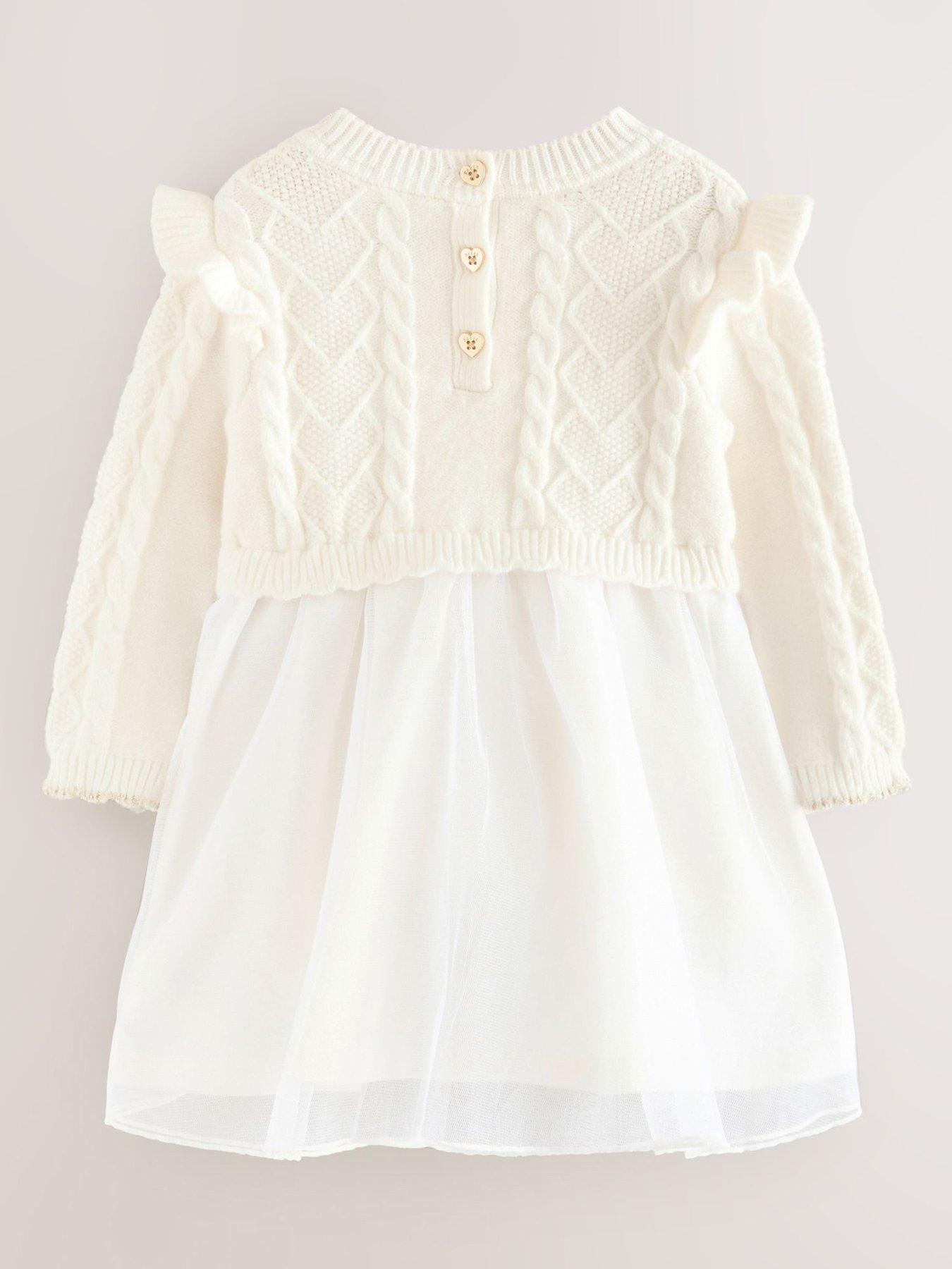 Image 2 of 5 of Ted Baker Younger Girls Knit Bow Dress - Cream