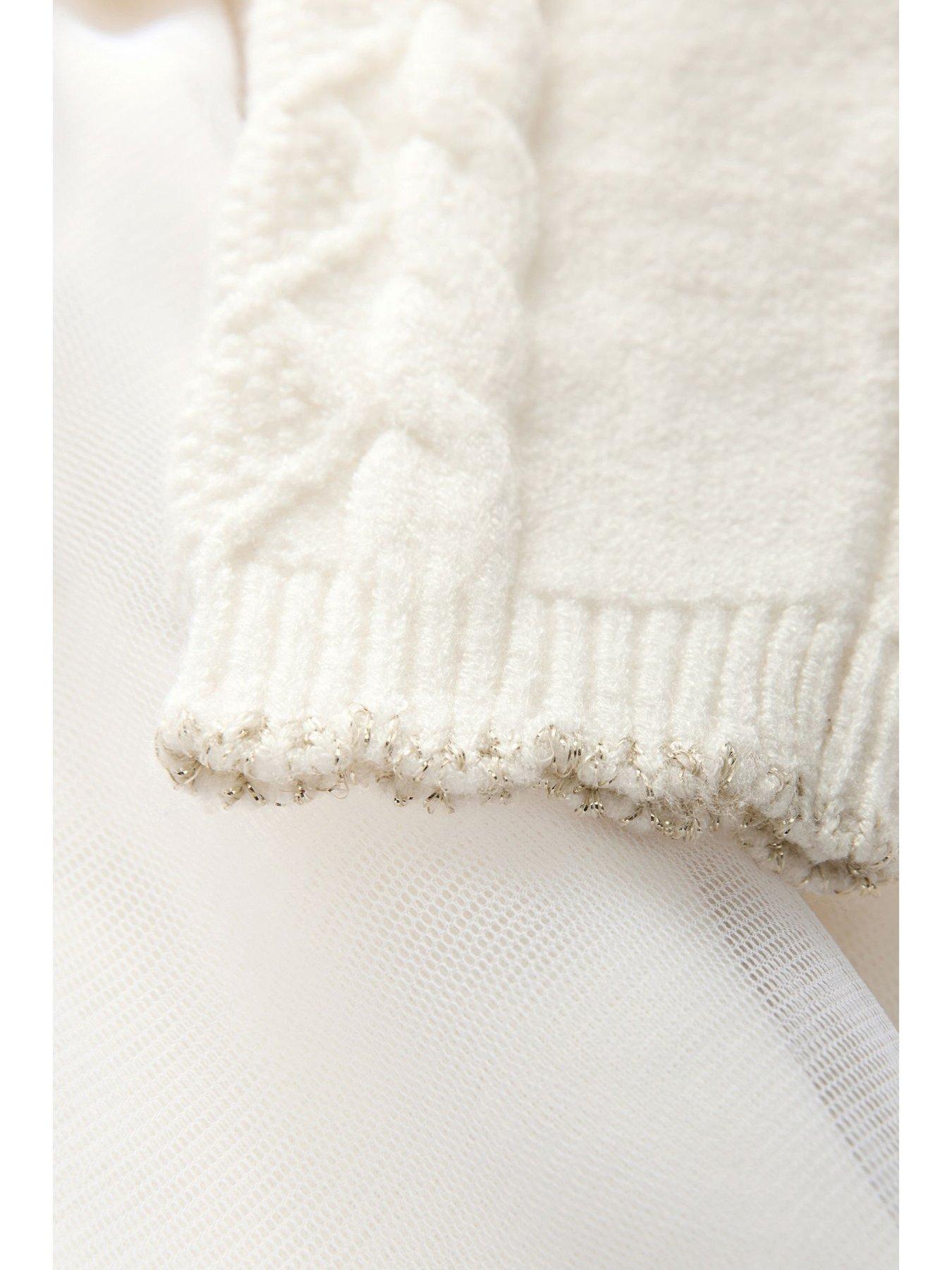 Image 5 of 5 of Ted Baker Younger Girls Knit Bow Dress - Cream