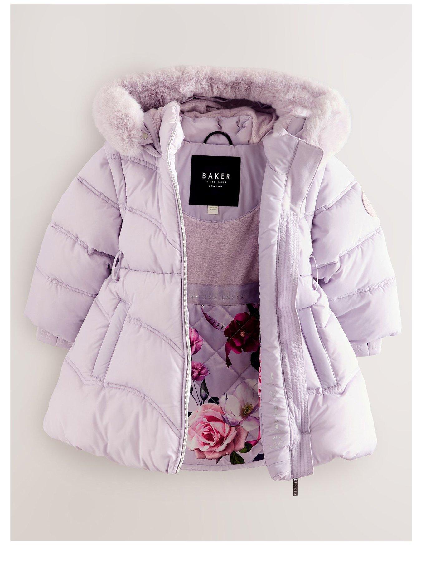 undefined Younger Girls Bow Coat - Purple