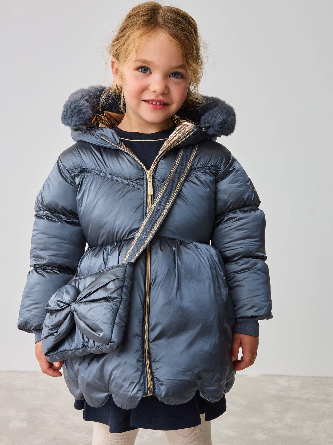 undefined Younger Girls Scallop Coat With Bag - Navy