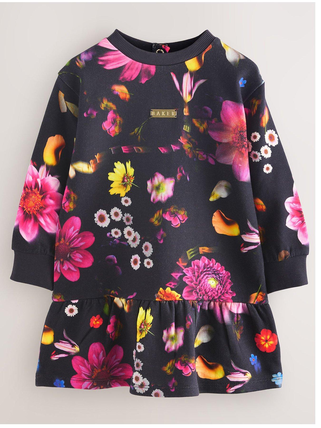 Ted Baker Younger Girls Floral Dress - Navy