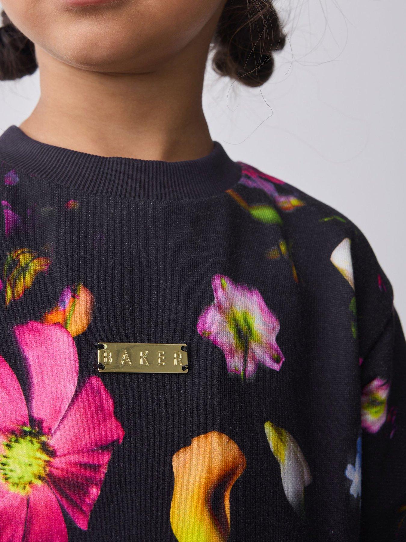  image of ted-baker-younger-girls-floral-dress-navy