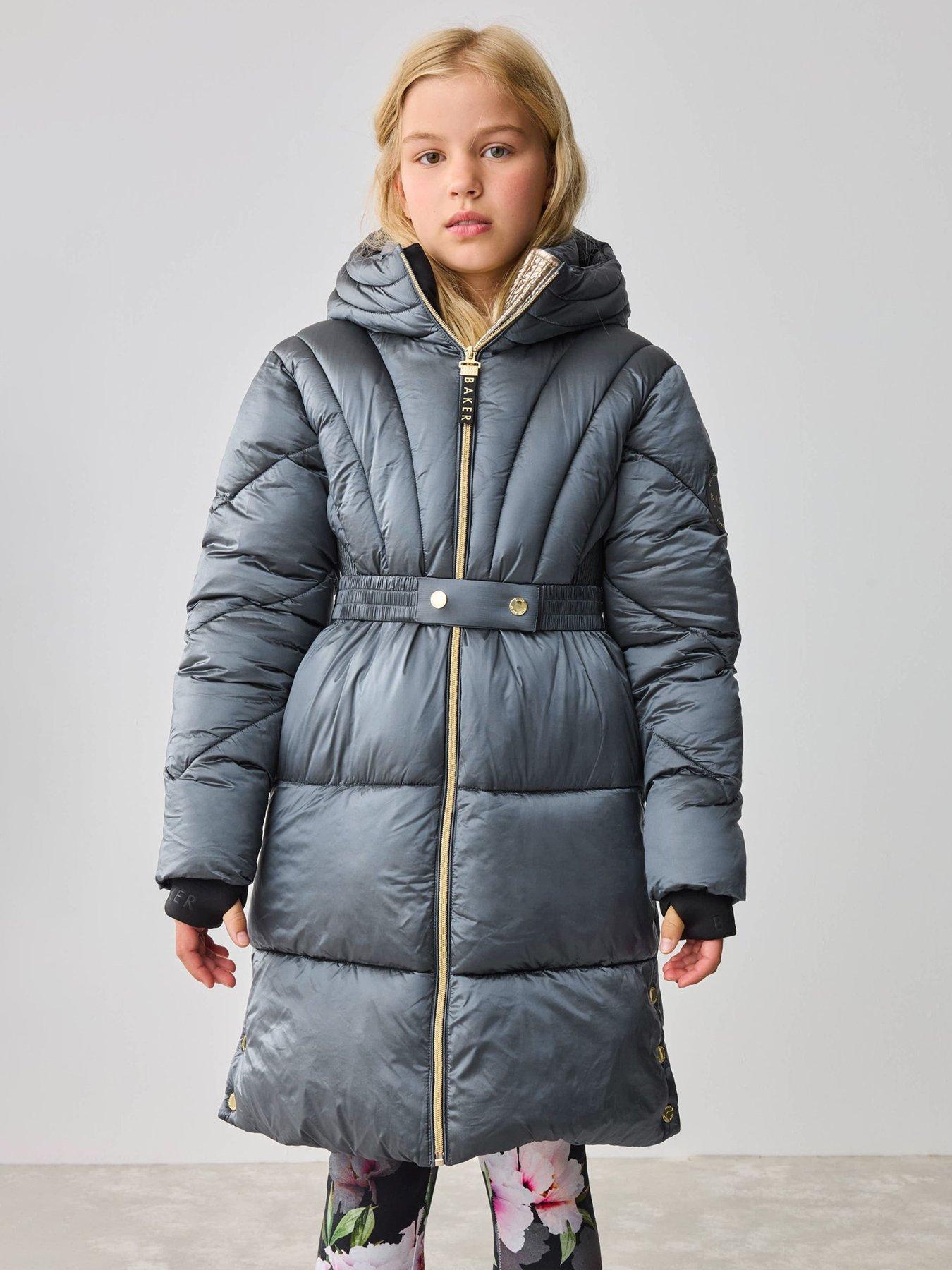 undefined Older Girls Belted Coat - Navy