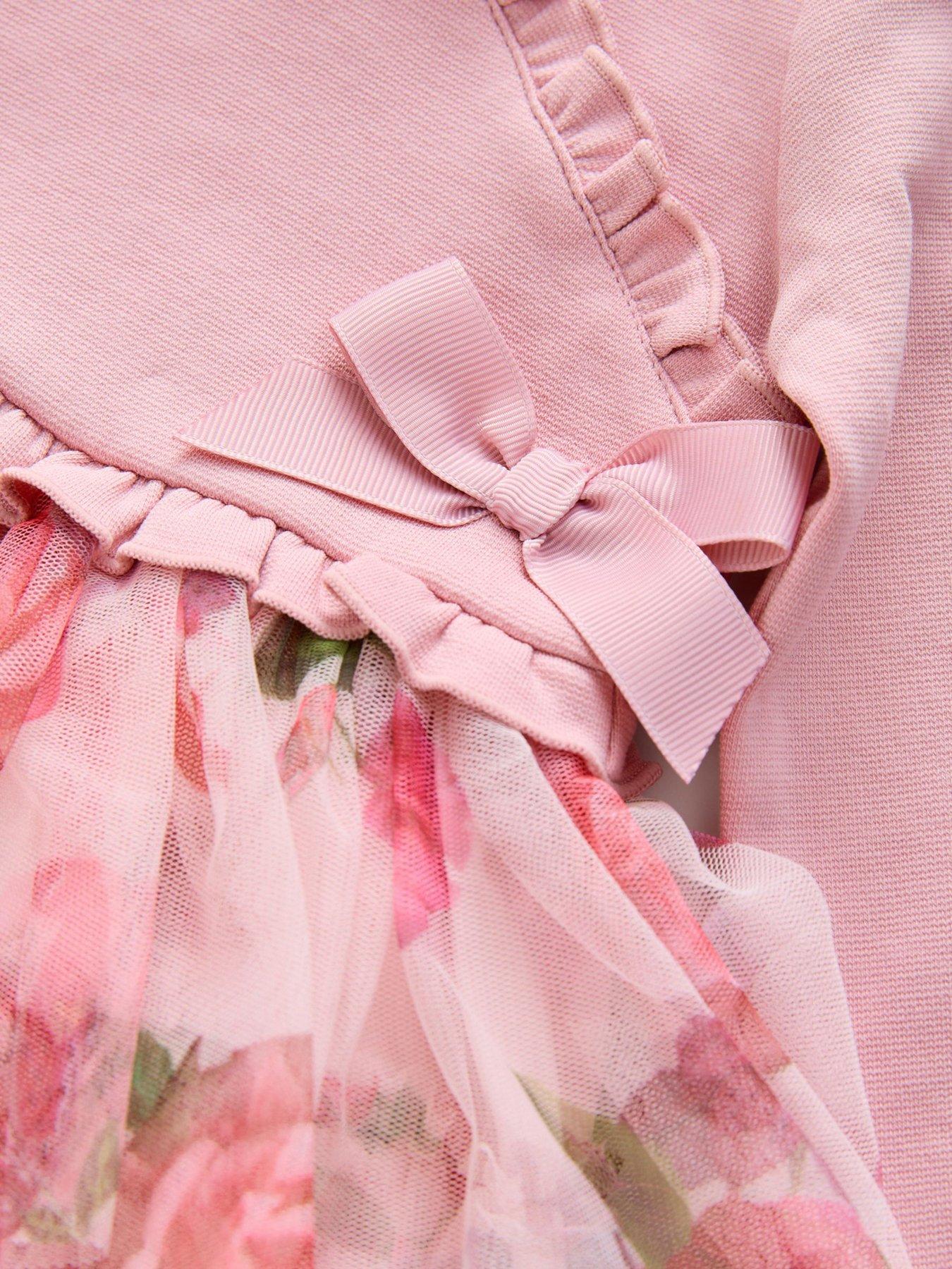 Image 4 of 5 of Ted Baker Younger Girls Wrap Dress - Pink