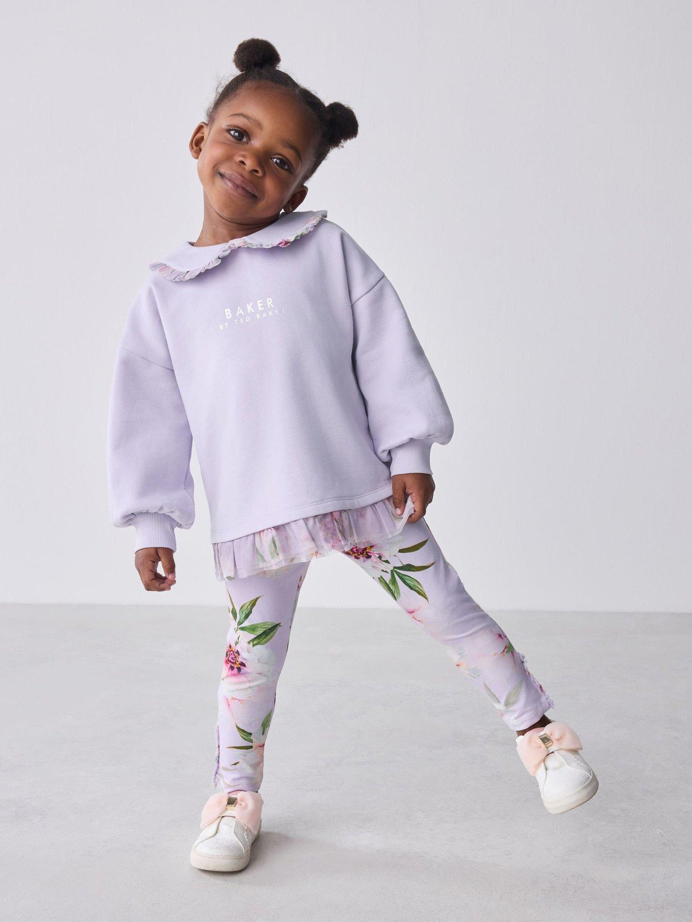 Ted Baker Younger Girls Collar Sweat Top  &  Legging Set - Purple
