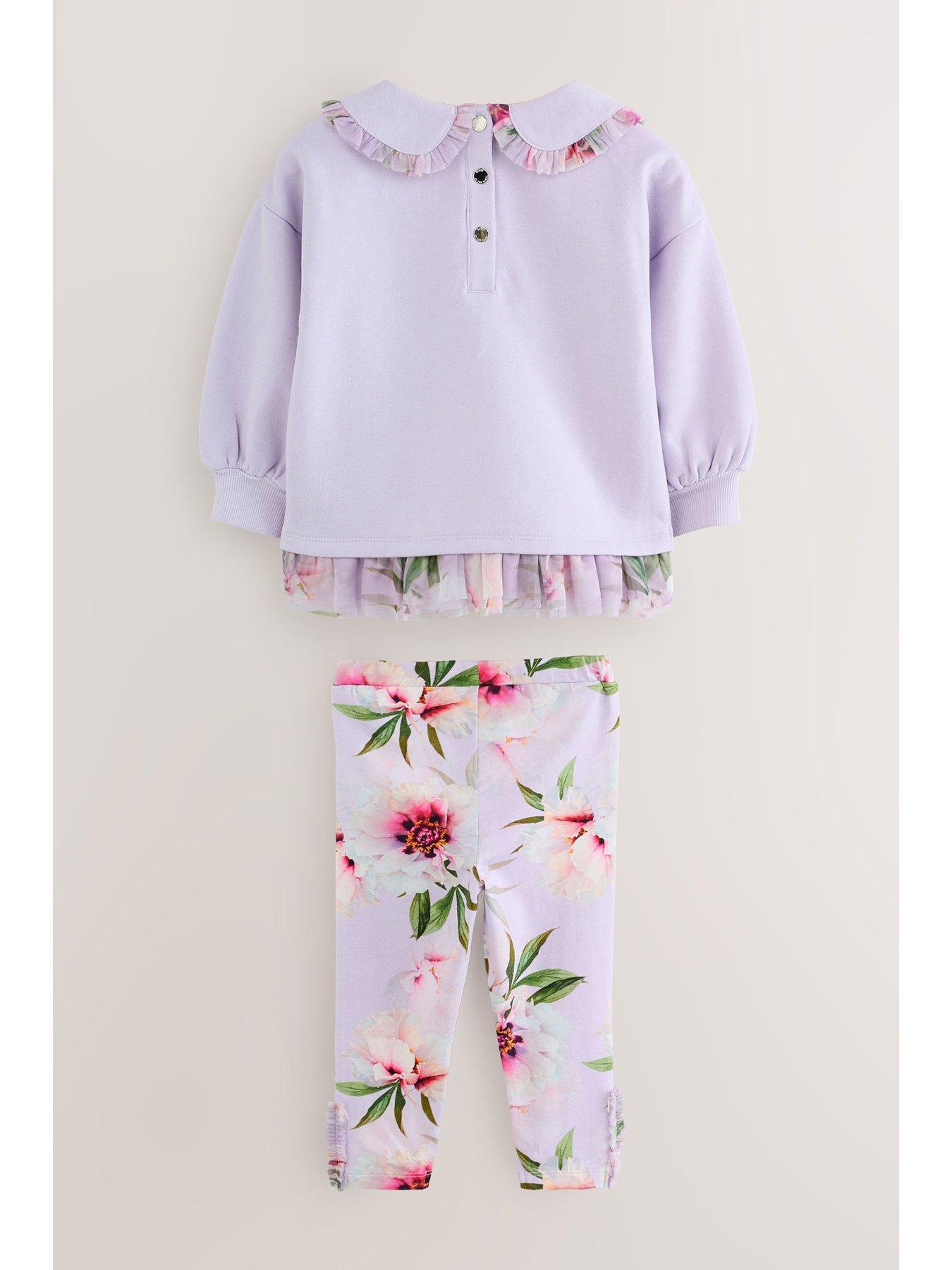 Image 2 of 6 of Ted Baker Younger Girls Collar Sweat Top & Legging Set - Purple