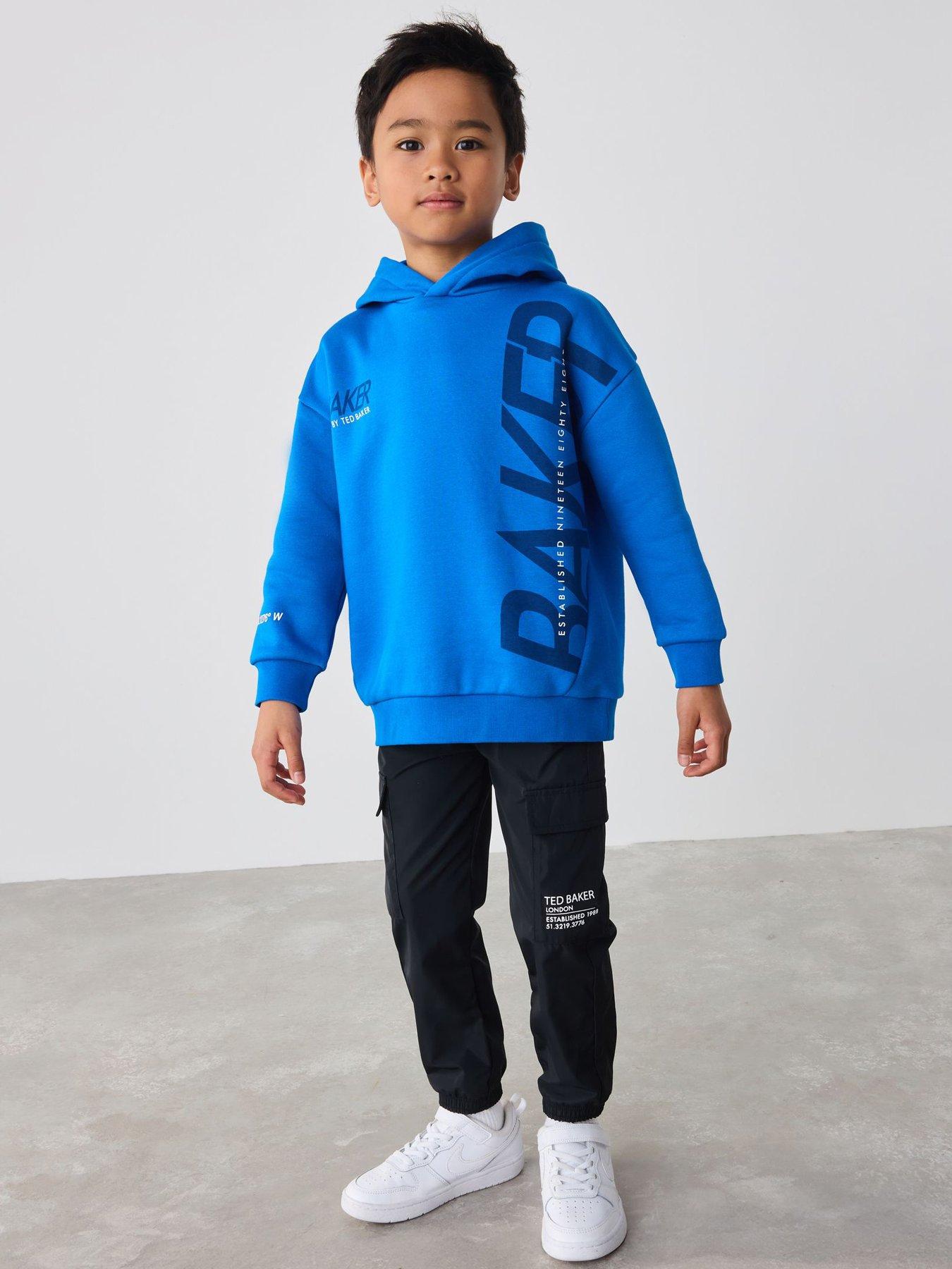  image of ted-baker-older-boys-graphic-hoodie-blue