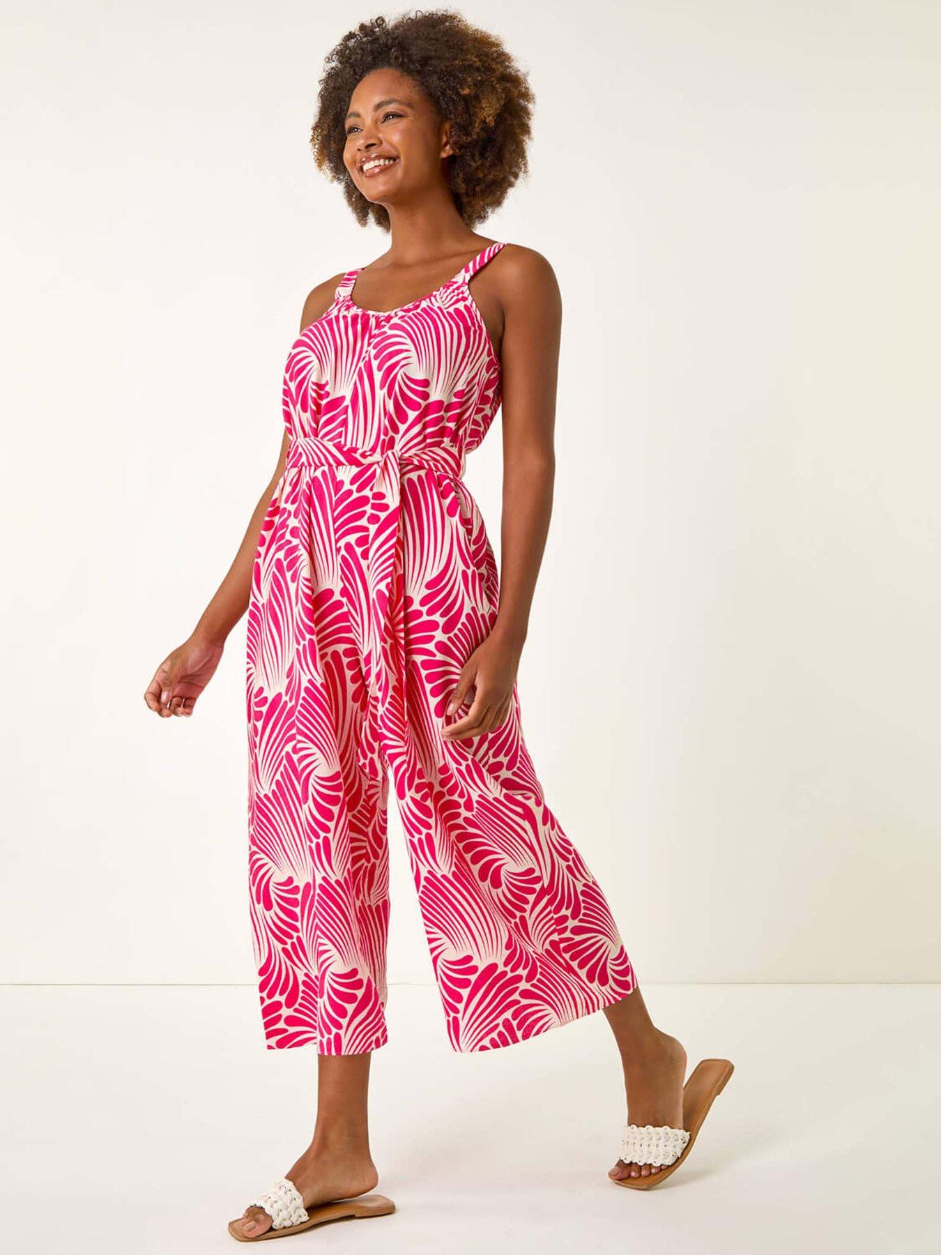 undefined Abstract Strappy Jumpsuit - Pink