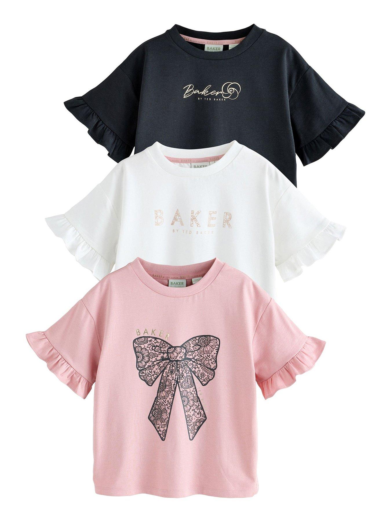 front image of ted-baker-younger-girls-3-pack-bow-t-shirt-multi