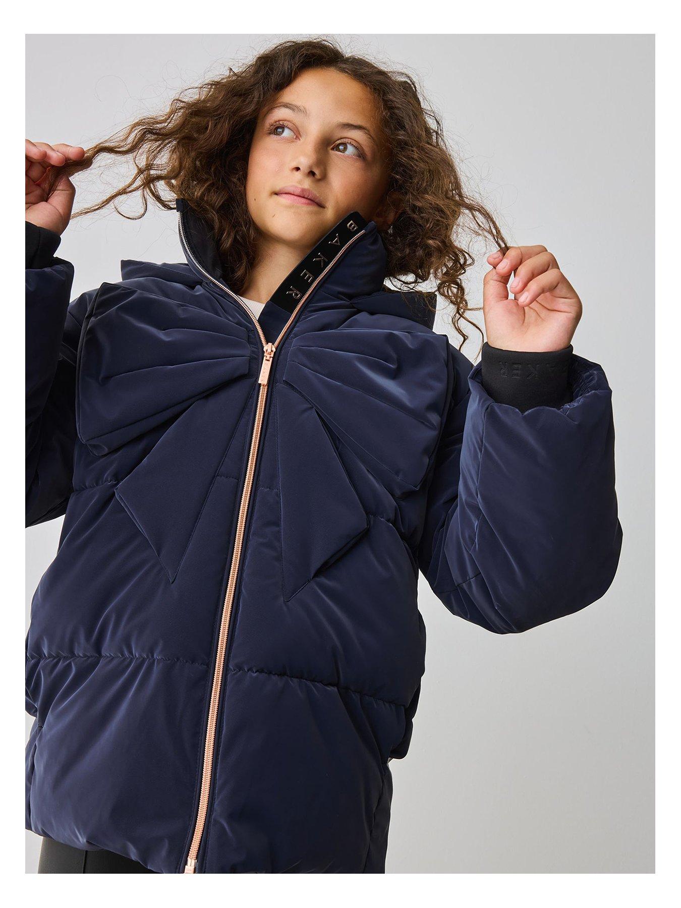 Image 1 of 7 of Ted Baker Younger Girls Bow Coat - Navy