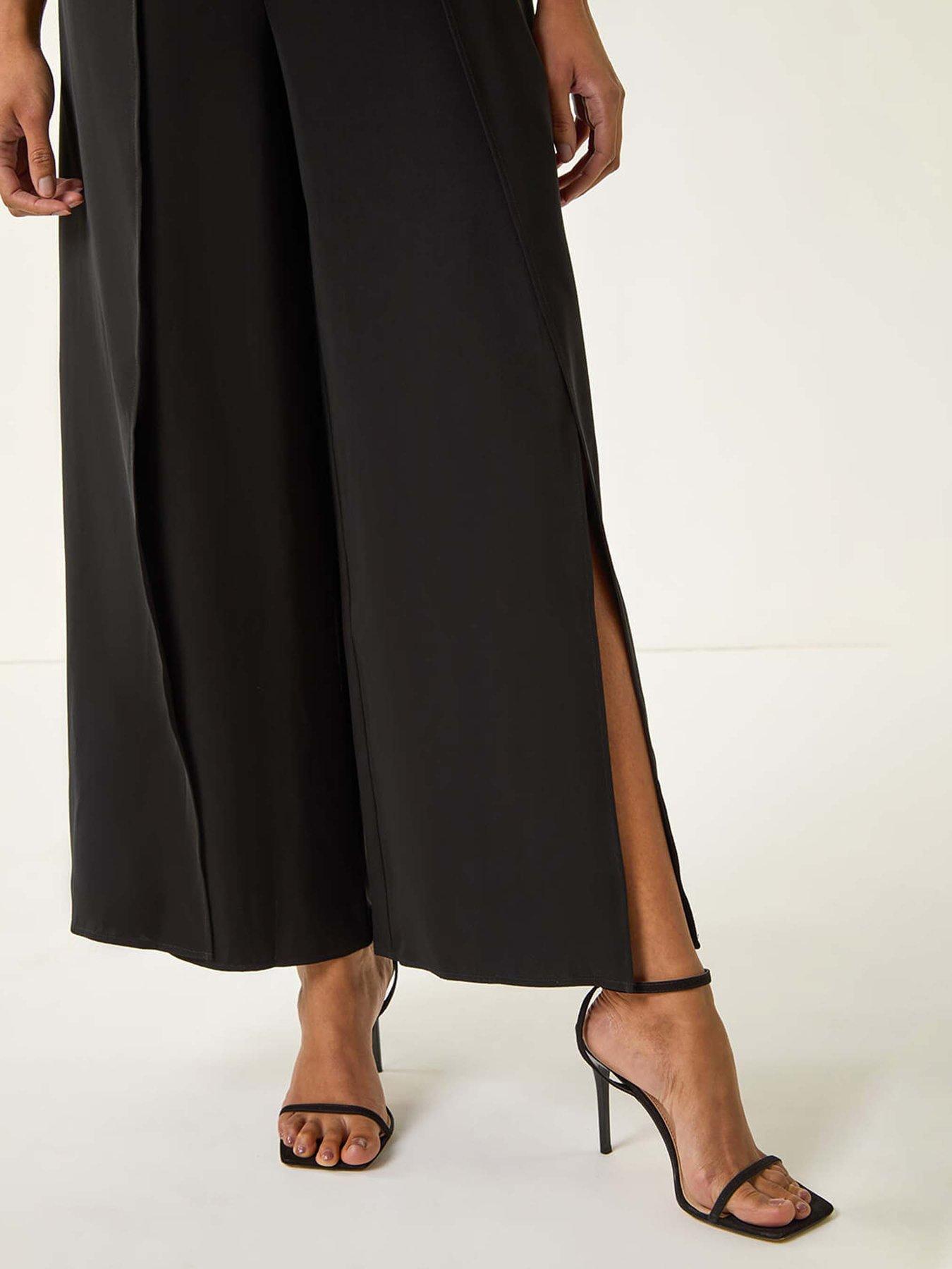 Image 5 of 5 of Roman Pleated Strappy Jumpsuit - Black