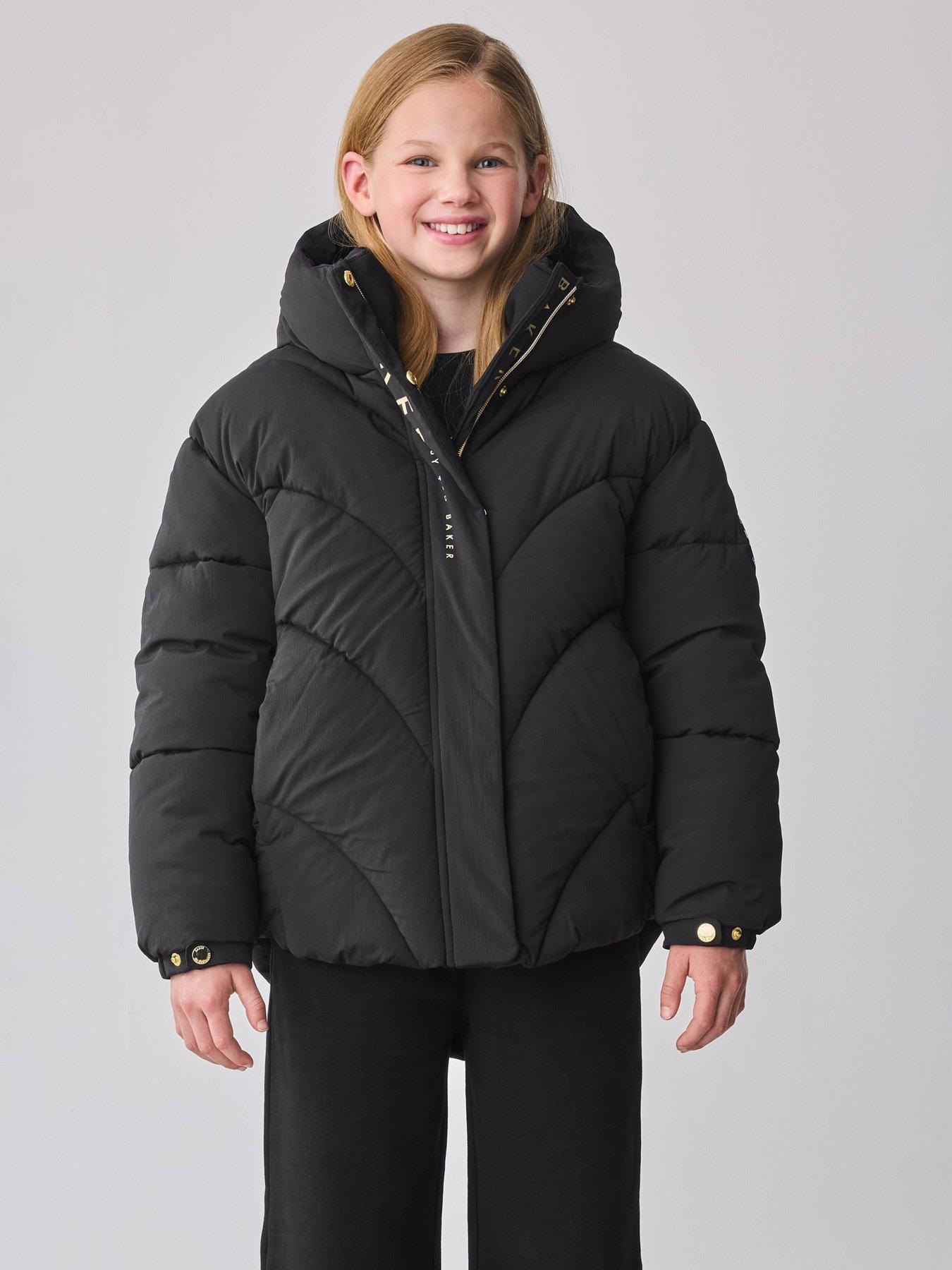 Image 1 of 6 of Ted Baker Older Girls Panel Coat - Black
