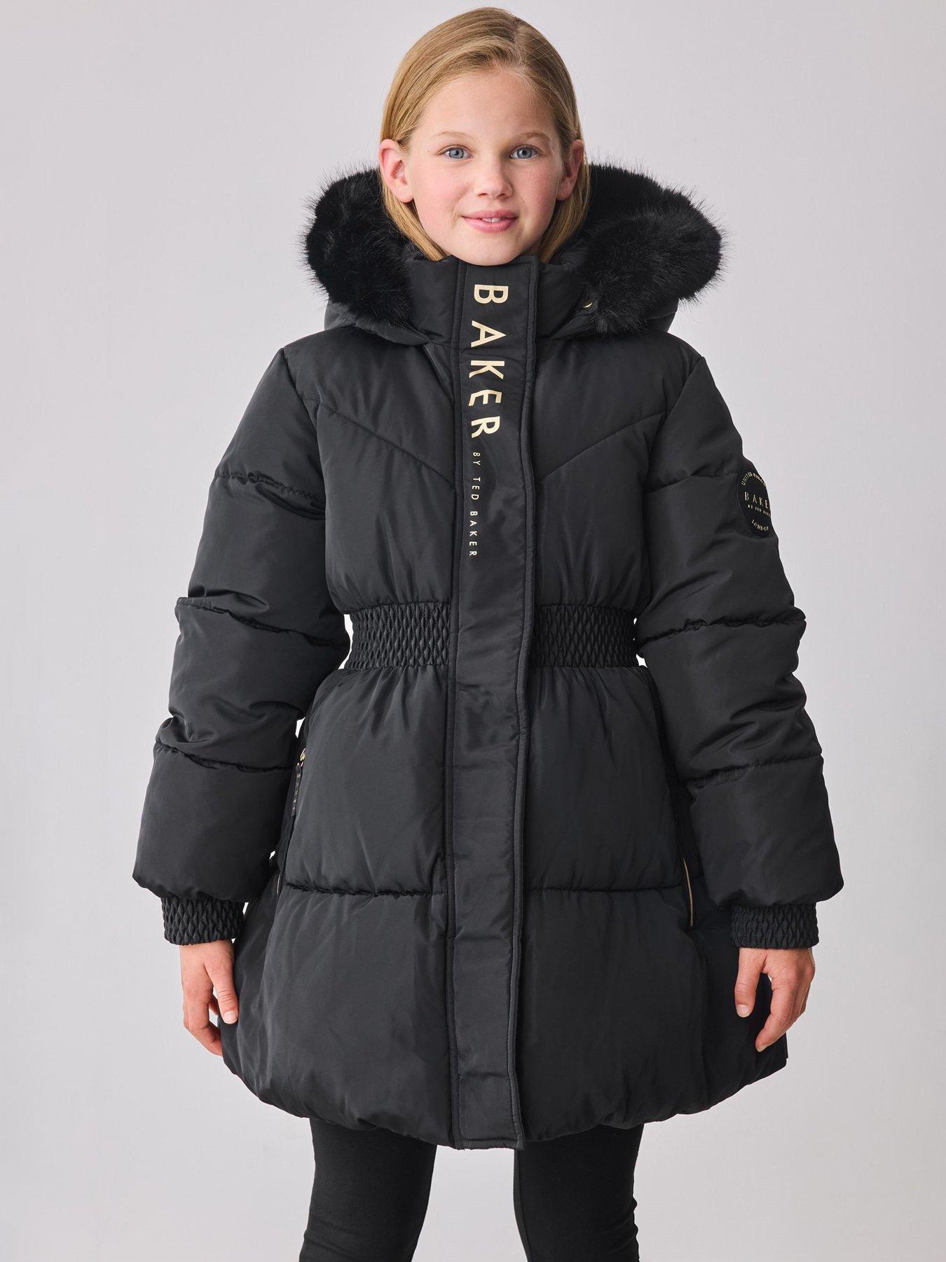 Image 1 of 6 of Ted Baker Older Girls Skirted Coat - Black