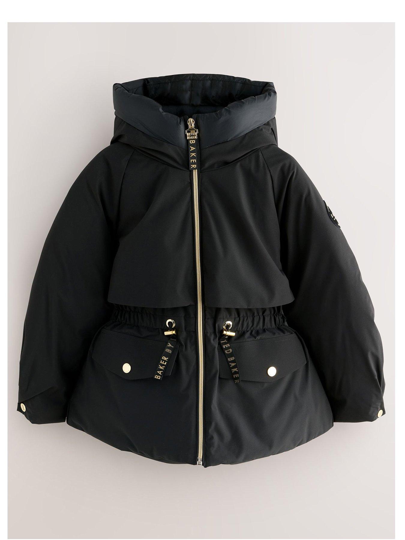 undefined Older Girls Tech Parka Coat - Black