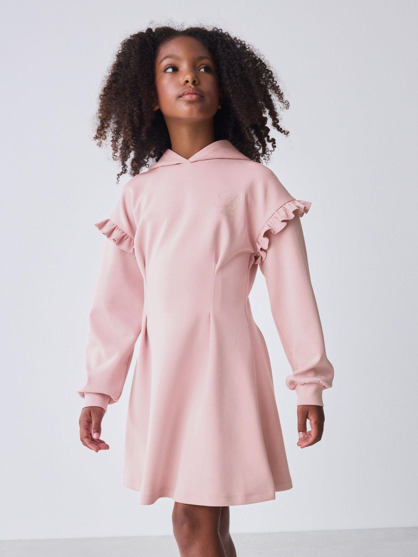  image of ted-baker-older-girls-luxe-hooded-dress-pink