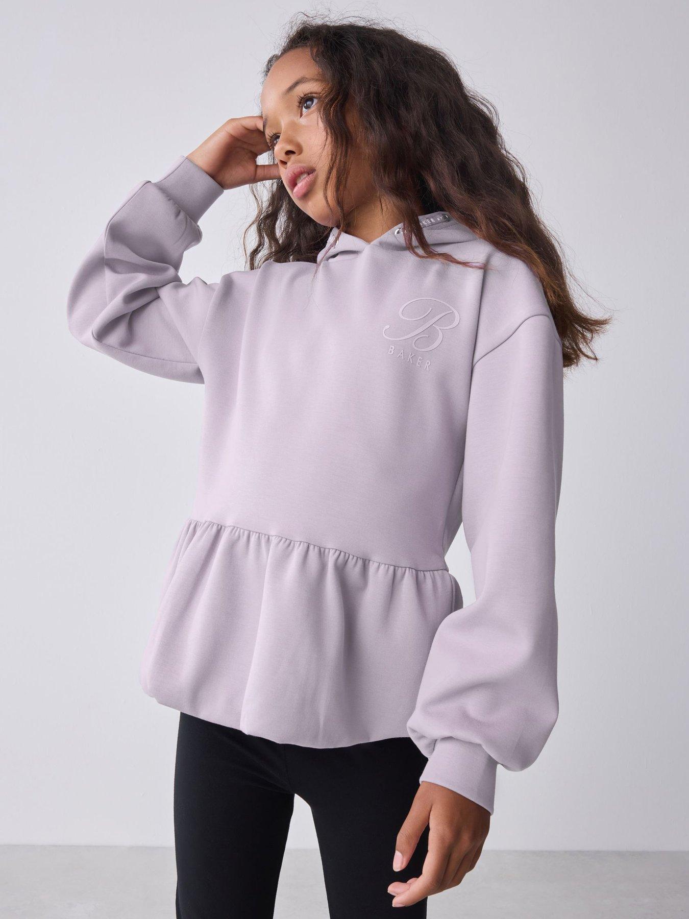  image of ted-baker-older-girls-peplum-hem-hoodie-purple