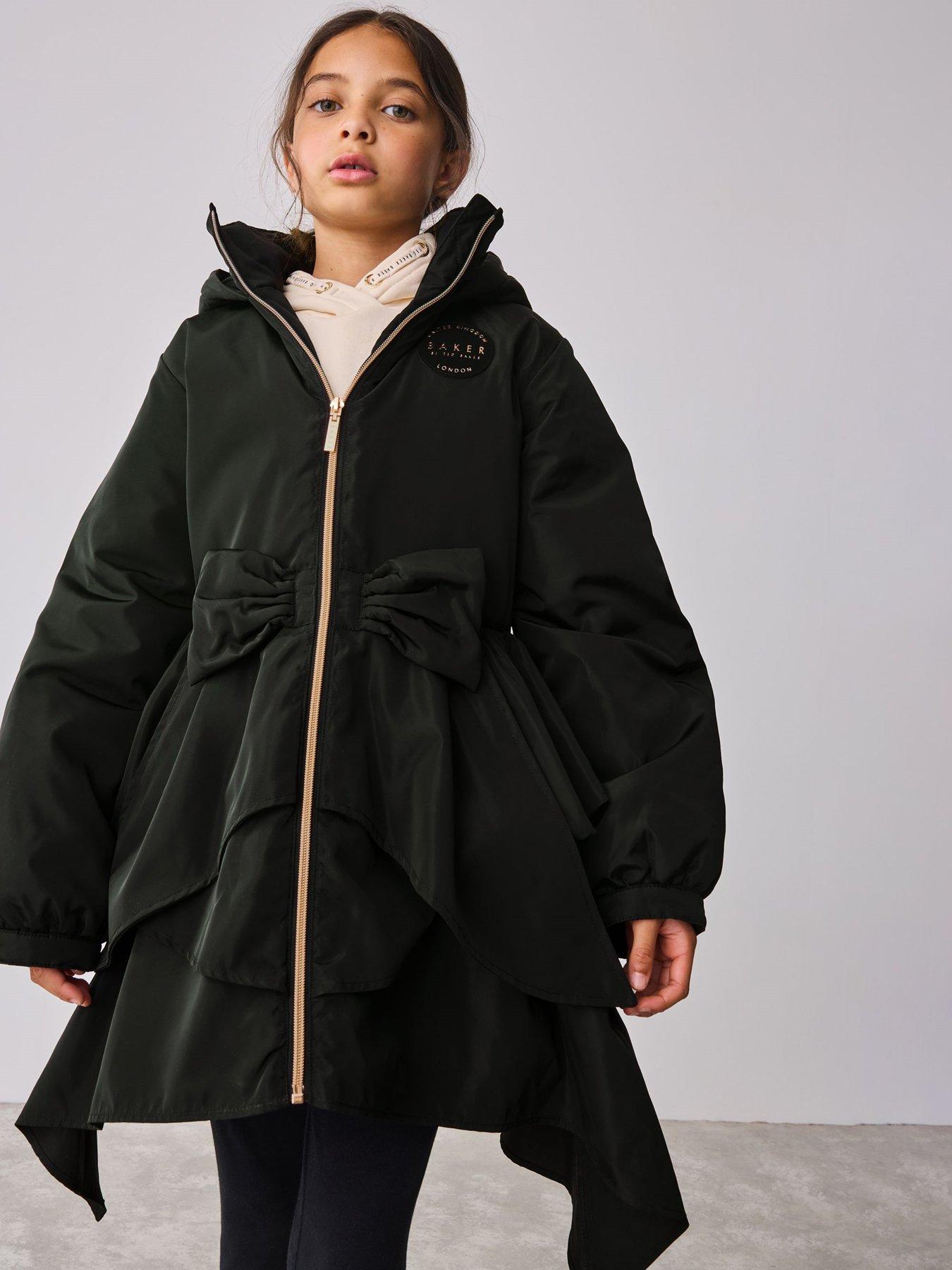Image 1 of 6 of Ted Baker Older Girls Bow Coat - Black