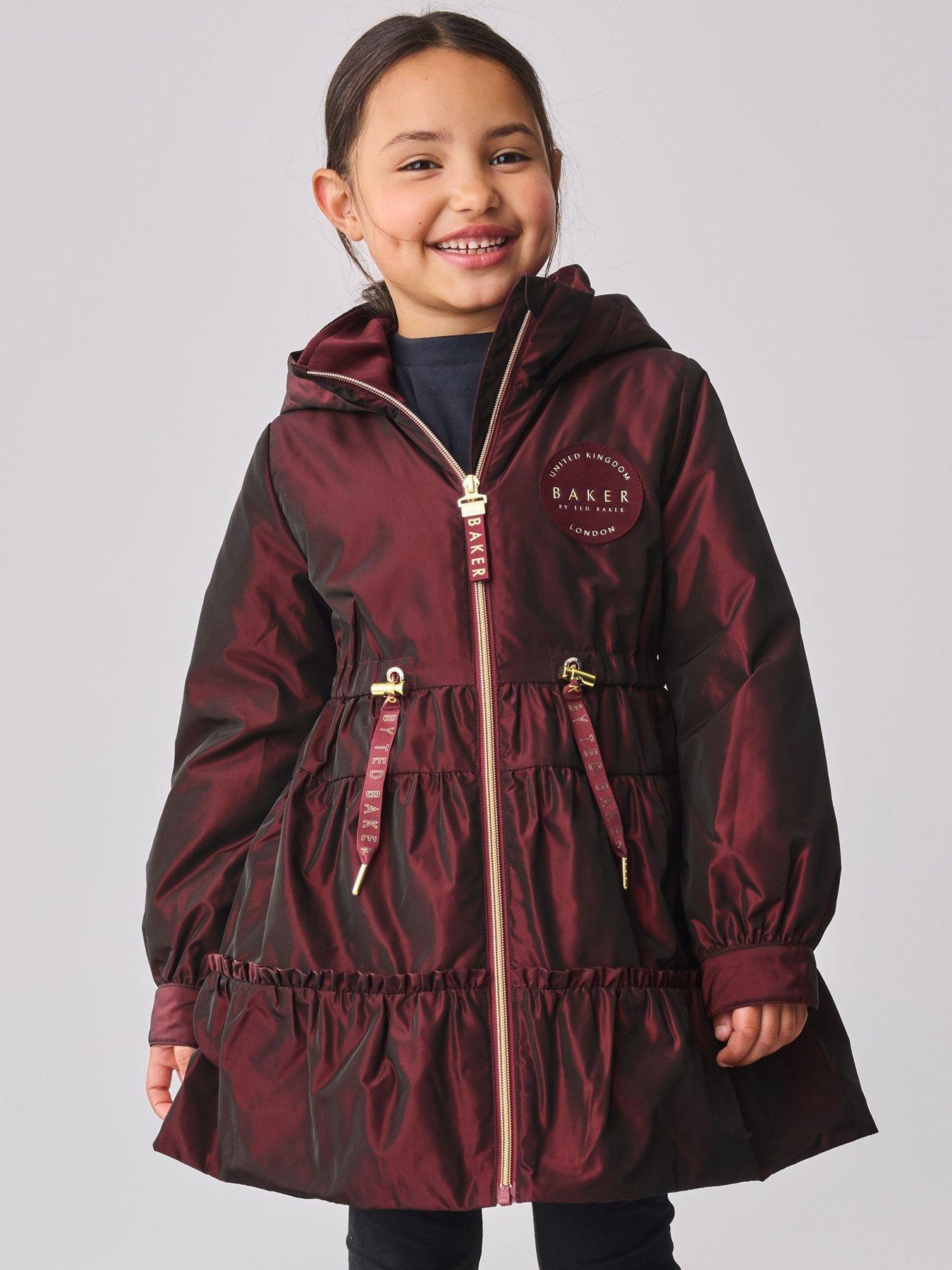 undefined Girls Tiered Coat - Red