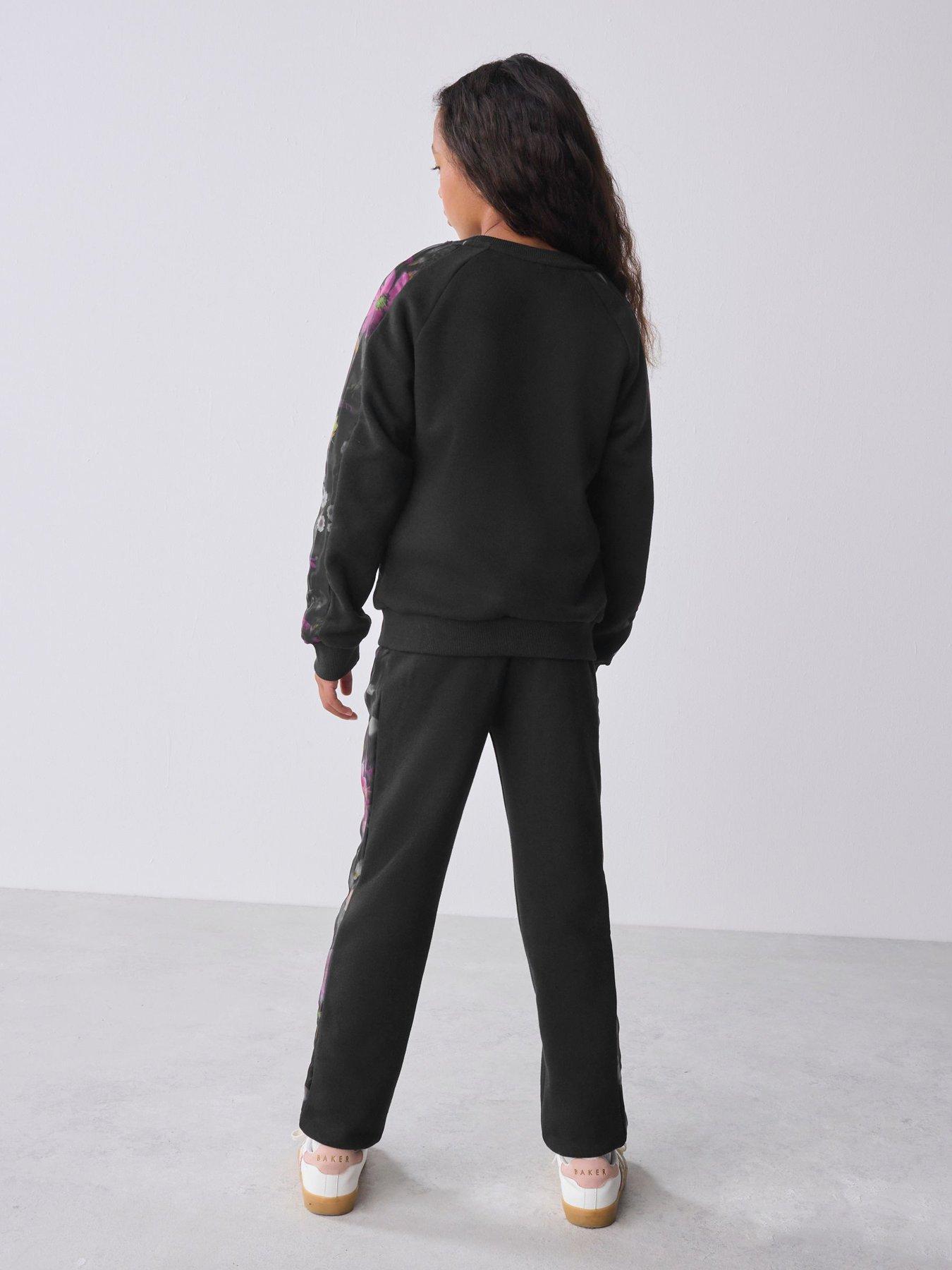  image of ted-baker-older-girls-sweat-top-amp-jogger-set-black
