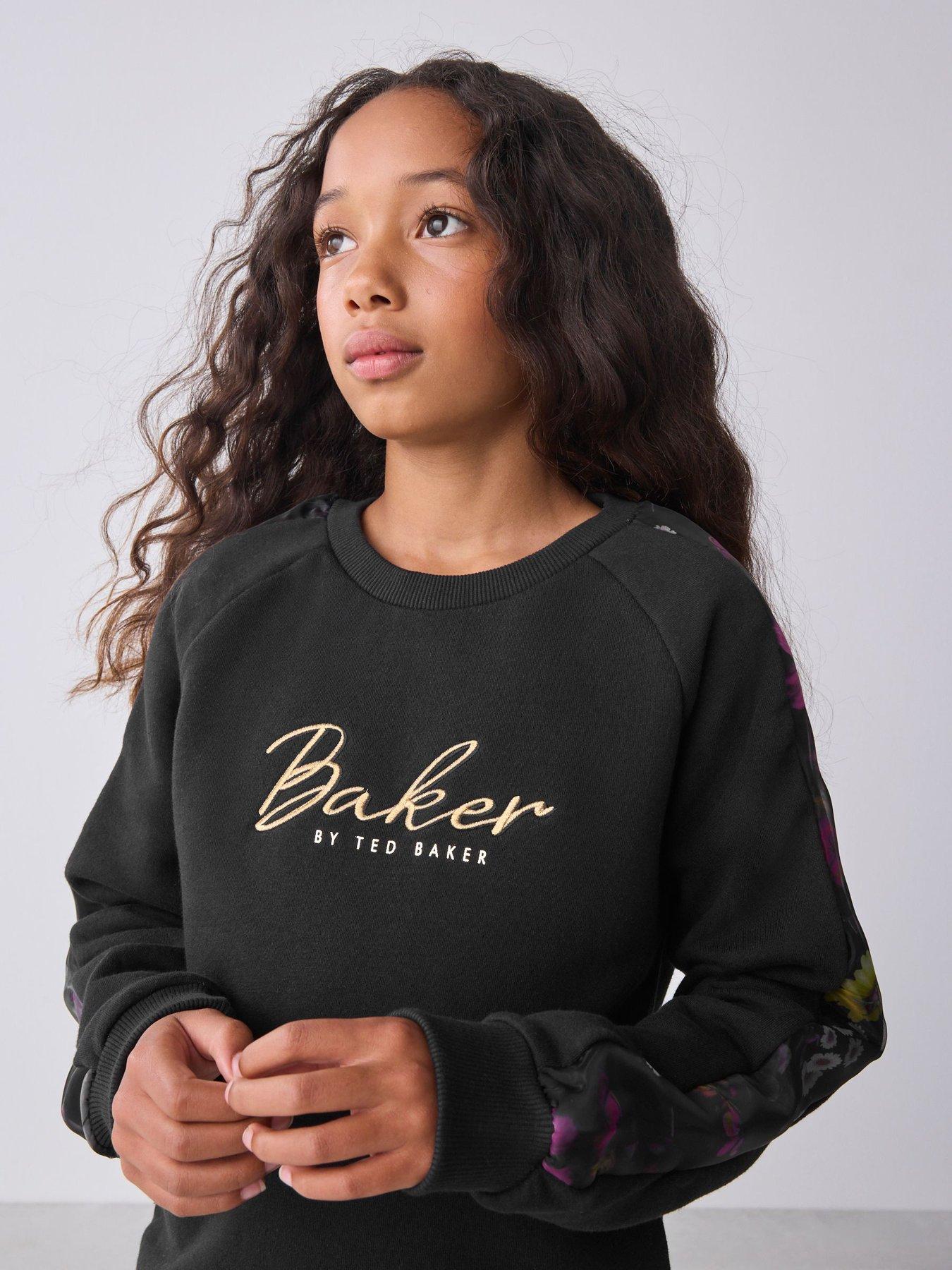  image of ted-baker-older-girls-sweat-top-amp-jogger-set-black