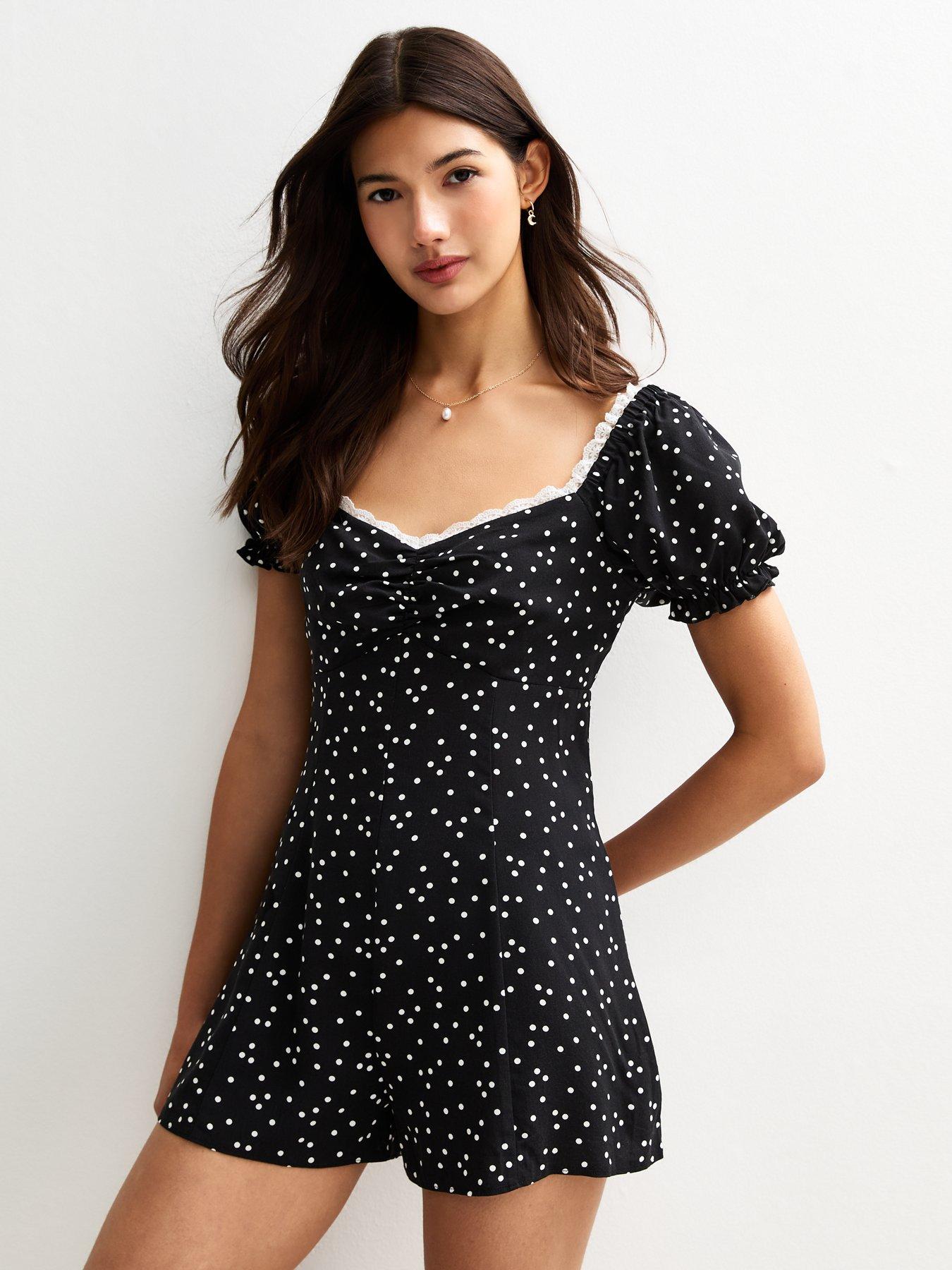 new-look-black-polka-dot-lace-trim-playsuit